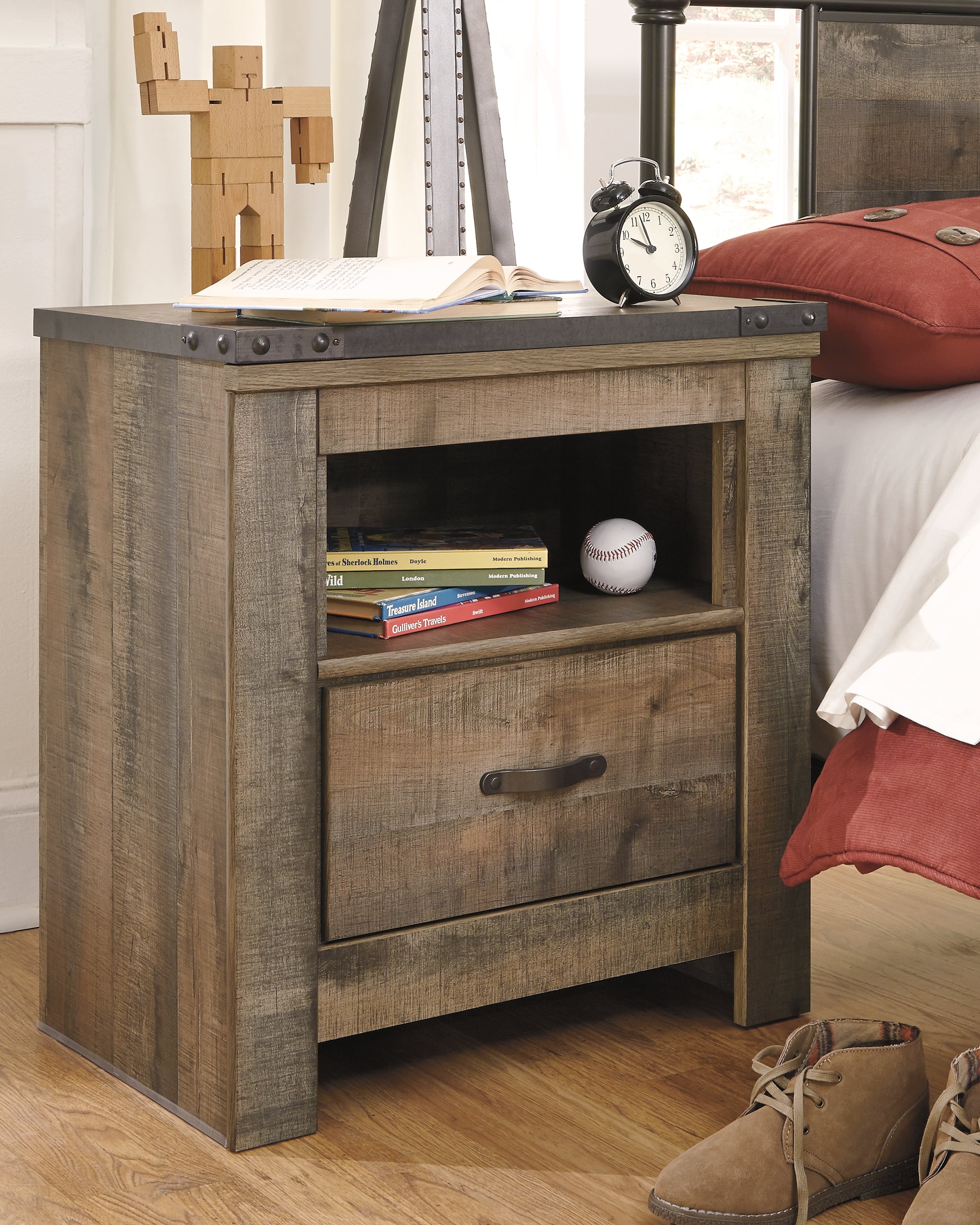 A2Z Furniture - Ashley Furniture - Trinell Bedroom - One Drawer Night Stand / Brown - B446-91