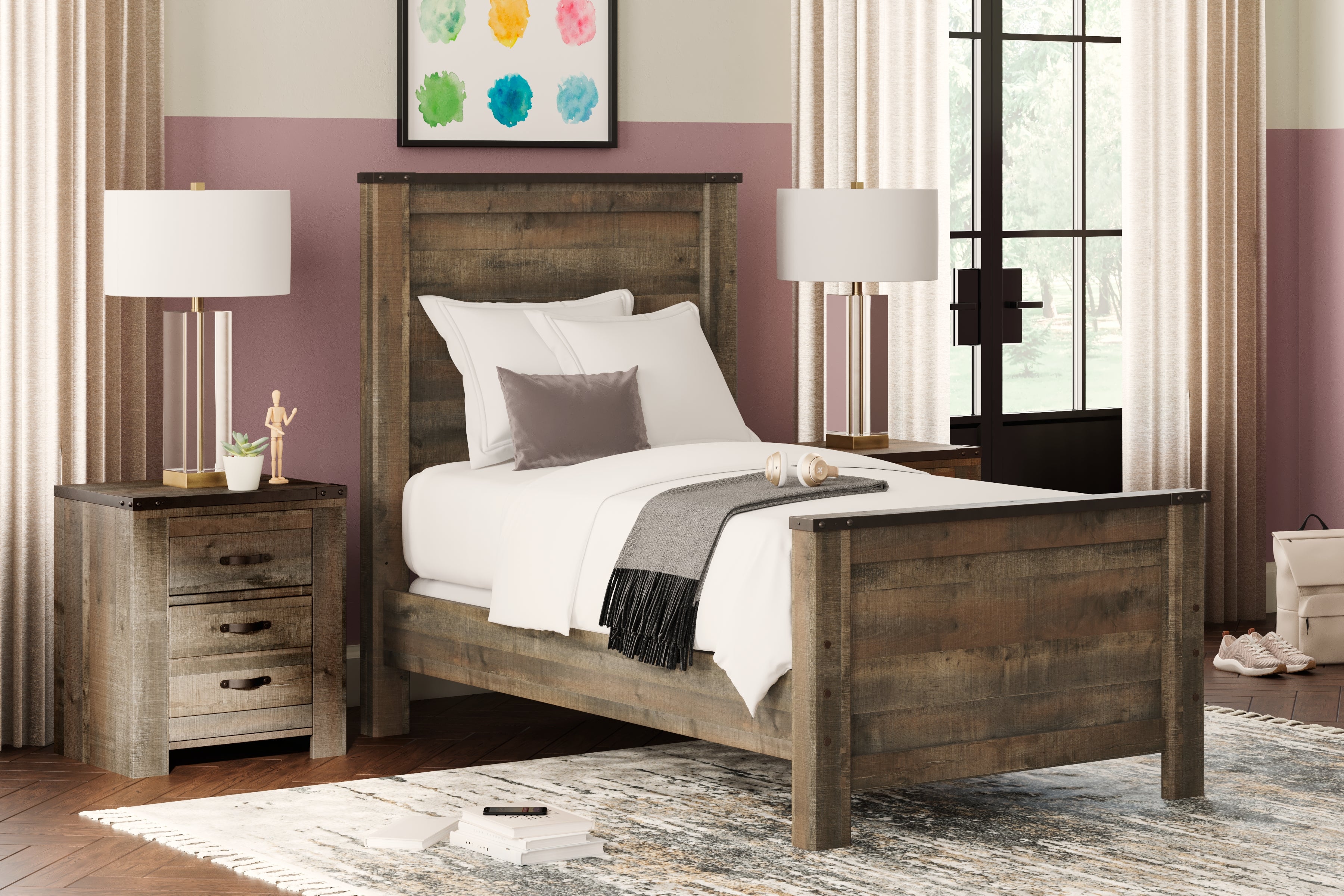 A2Z Furniture - Ashley Furniture - Trinell Bedroom - Twin Panel Bed / Brown - B446B2