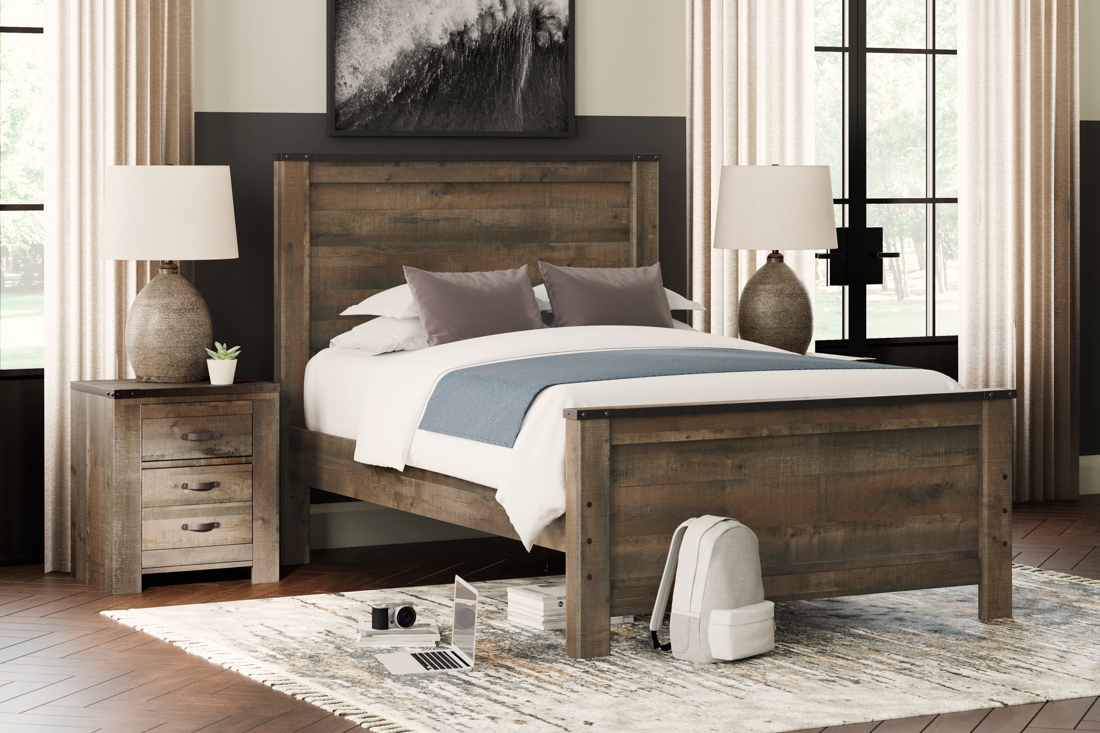 A2Z Furniture - Ashley Furniture - Trinell Bedroom - Full Panel Bed / Brown - B446B3