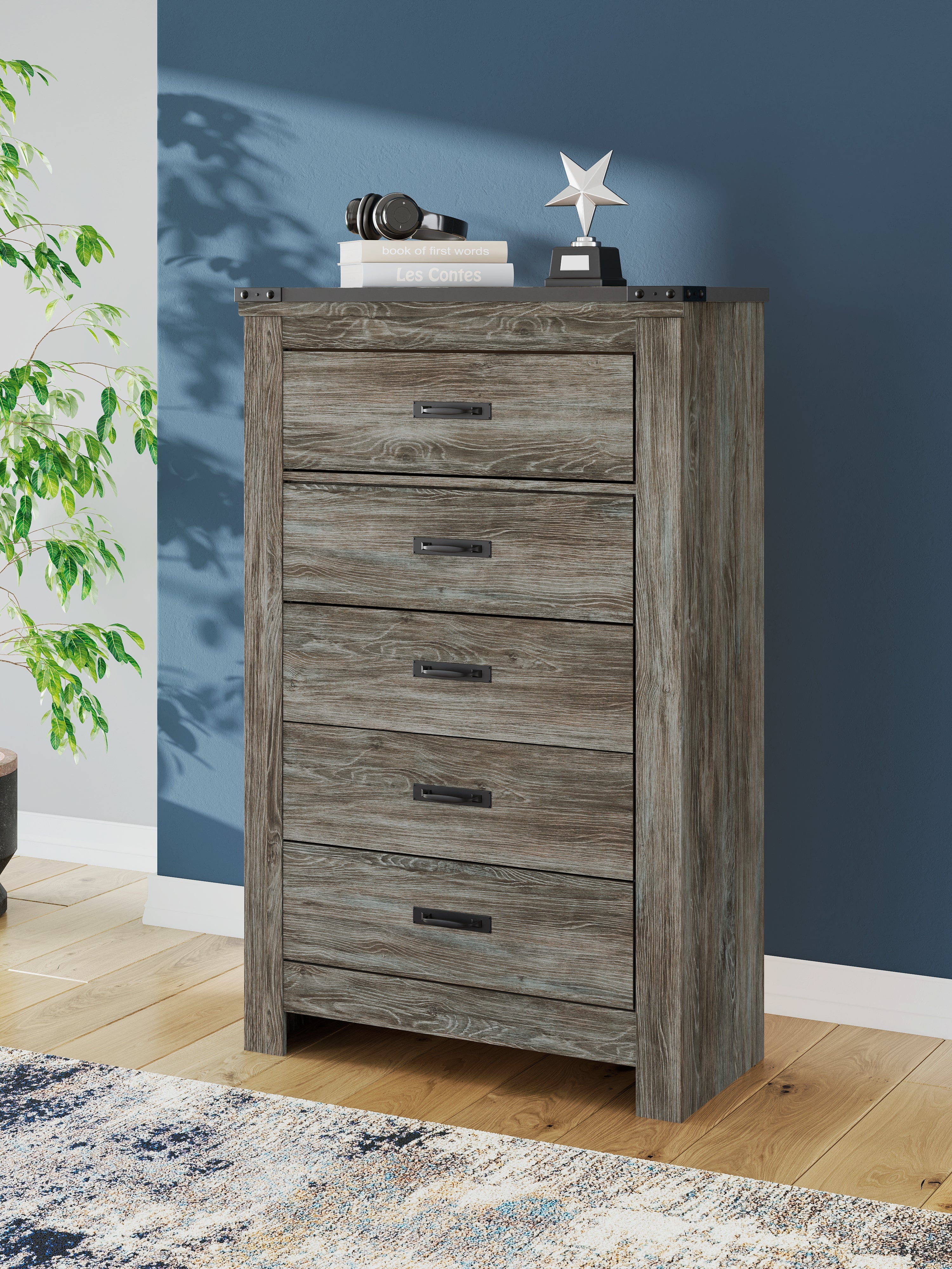 A2Z Furniture - Ashley Furniture - Frandern Bedroom - Full Panel Bed with Storage / Black/Gray - B4480B24