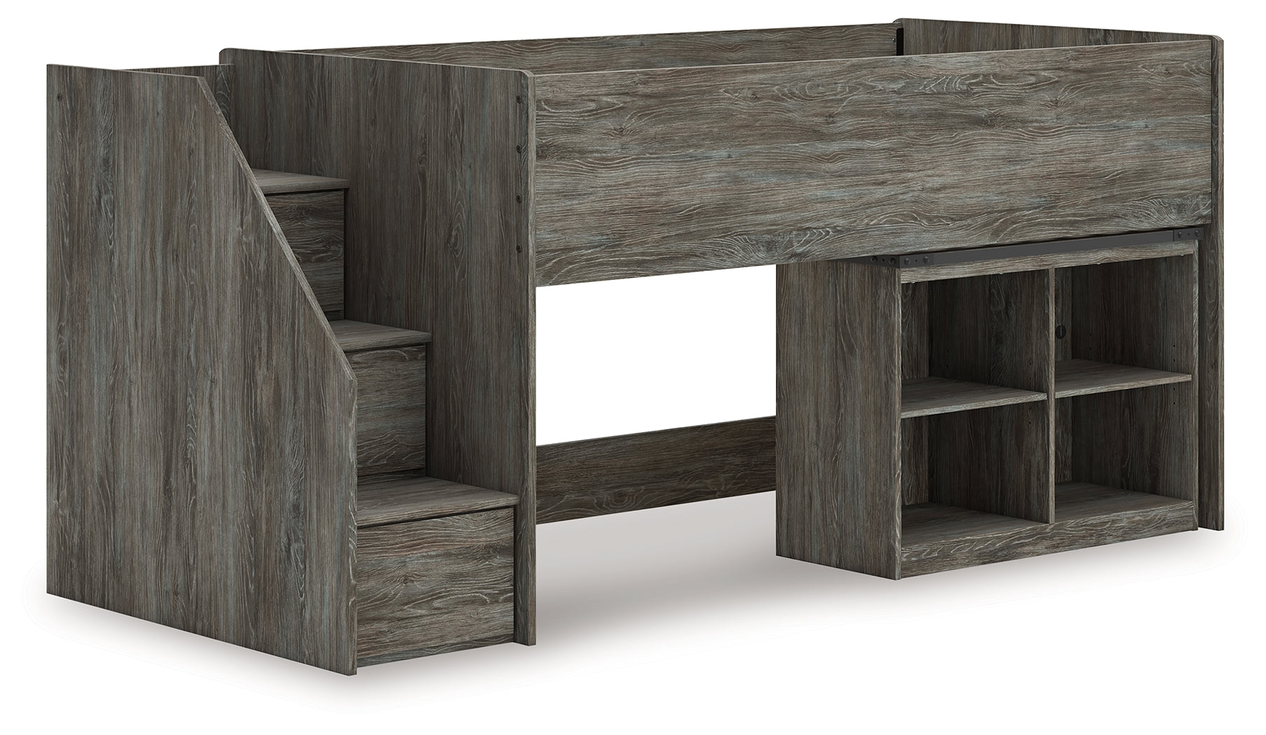 A2Z Furniture - Ashley Furniture - Frandern Bedroom - Twin Loft  Bed with Bookcase Storage / Gray - B4480B14
