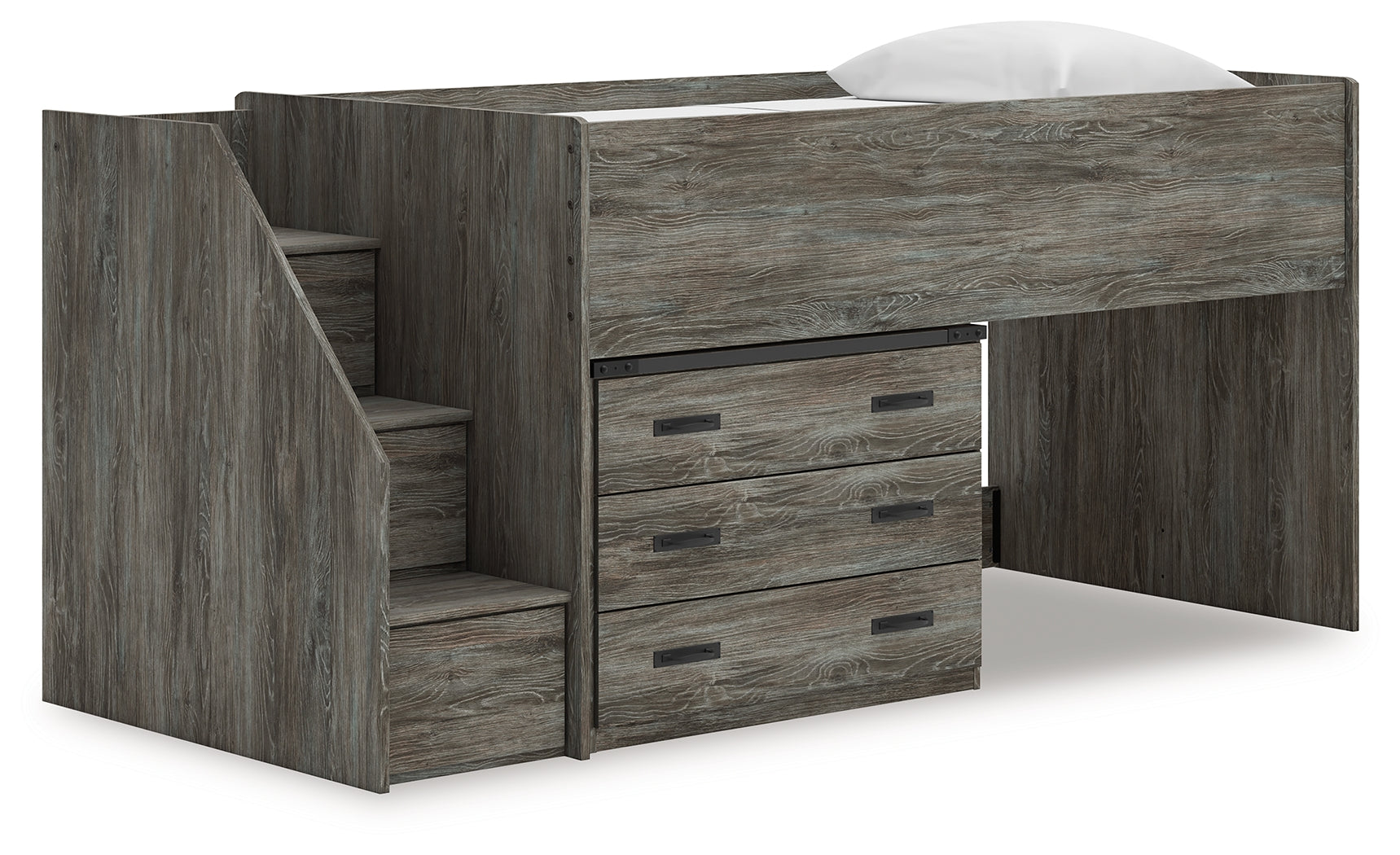 A2Z Furniture - Ashley Furniture - Frandern Bedroom - Twin Loft Bed with Drawer Storage / Gray - B4480B15