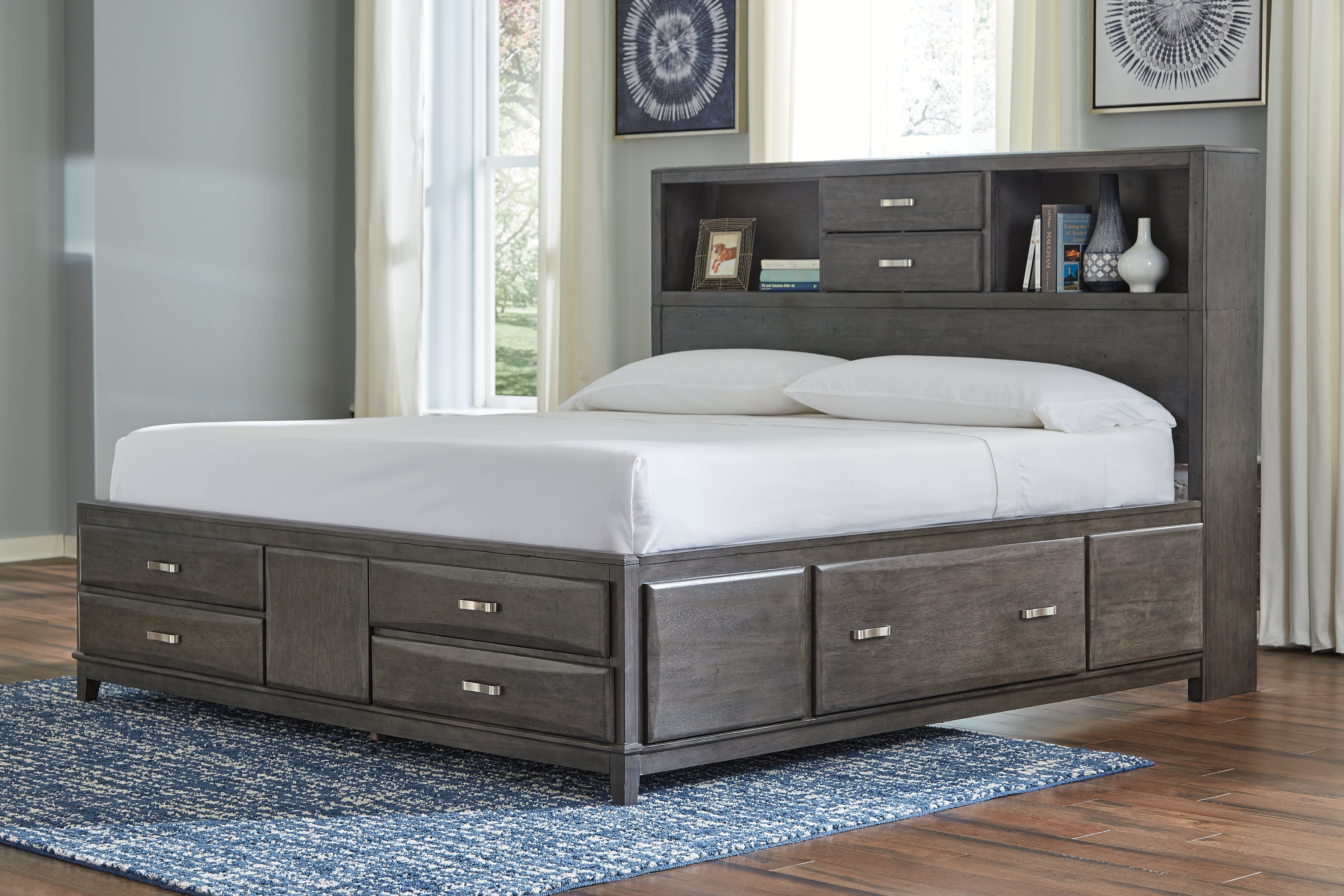 A2Z Furniture - Ashley Furniture - Caitbrook Bedroom - Queen Storage Bed with 8 Drawers / Gray - B476B2