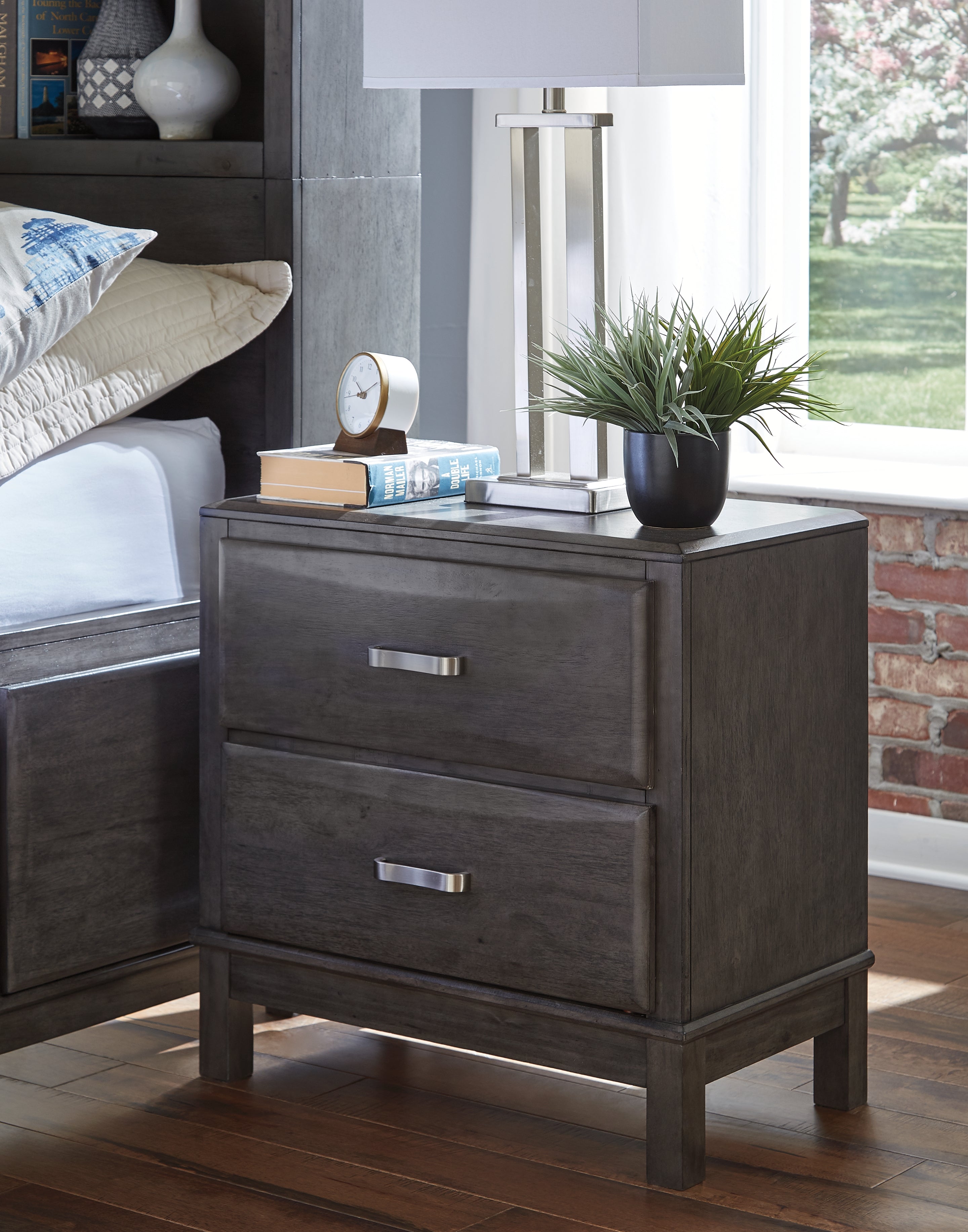 A2Z Furniture - Ashley Furniture - Caitbrook Bedroom - Two Drawer Night Stand / Gray - B476-92
