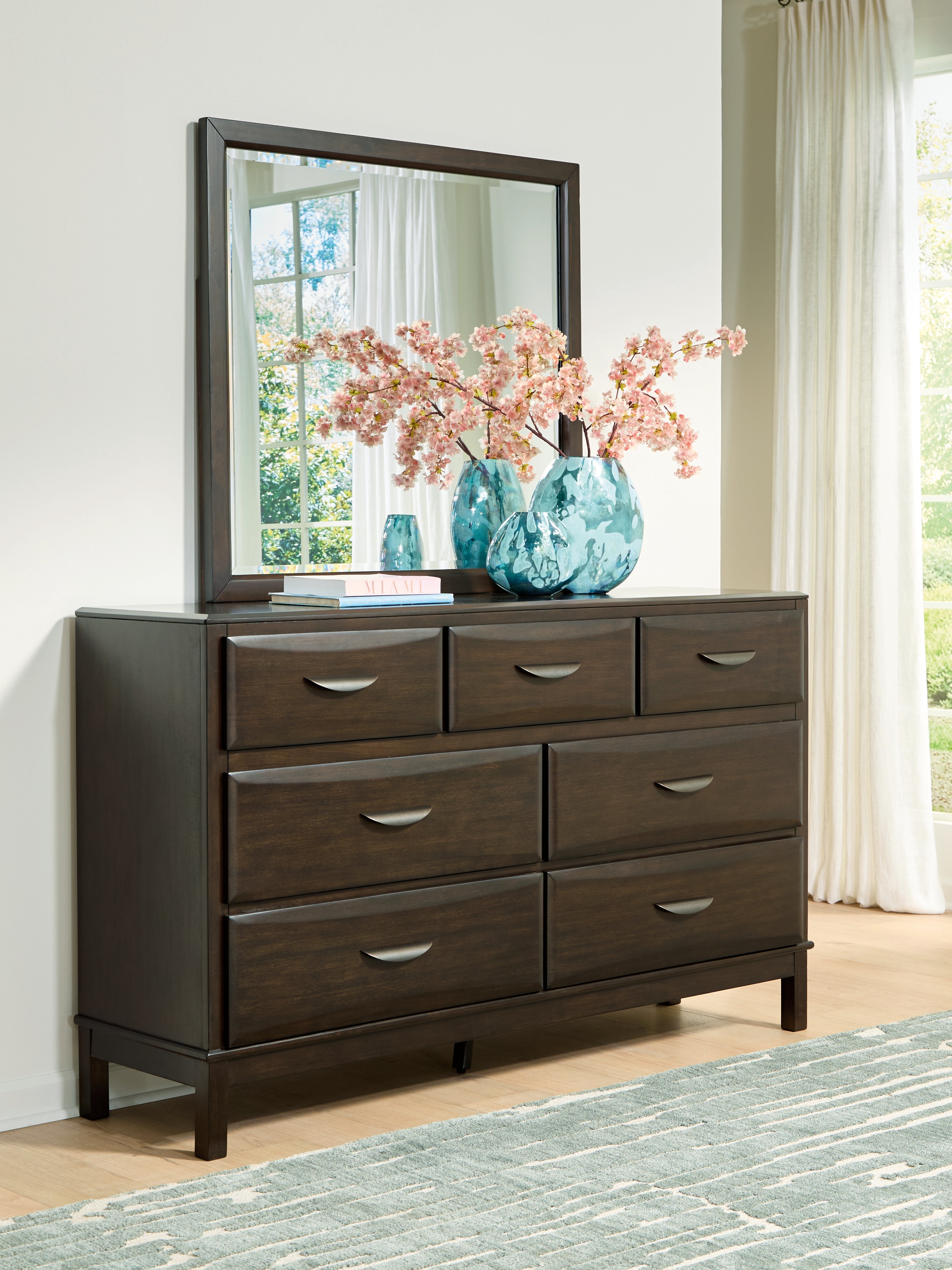 A2Z Furniture - Ashley Furniture - Vanmore Bedroom - Dresser and Mirror / Dark Brown - B479B1