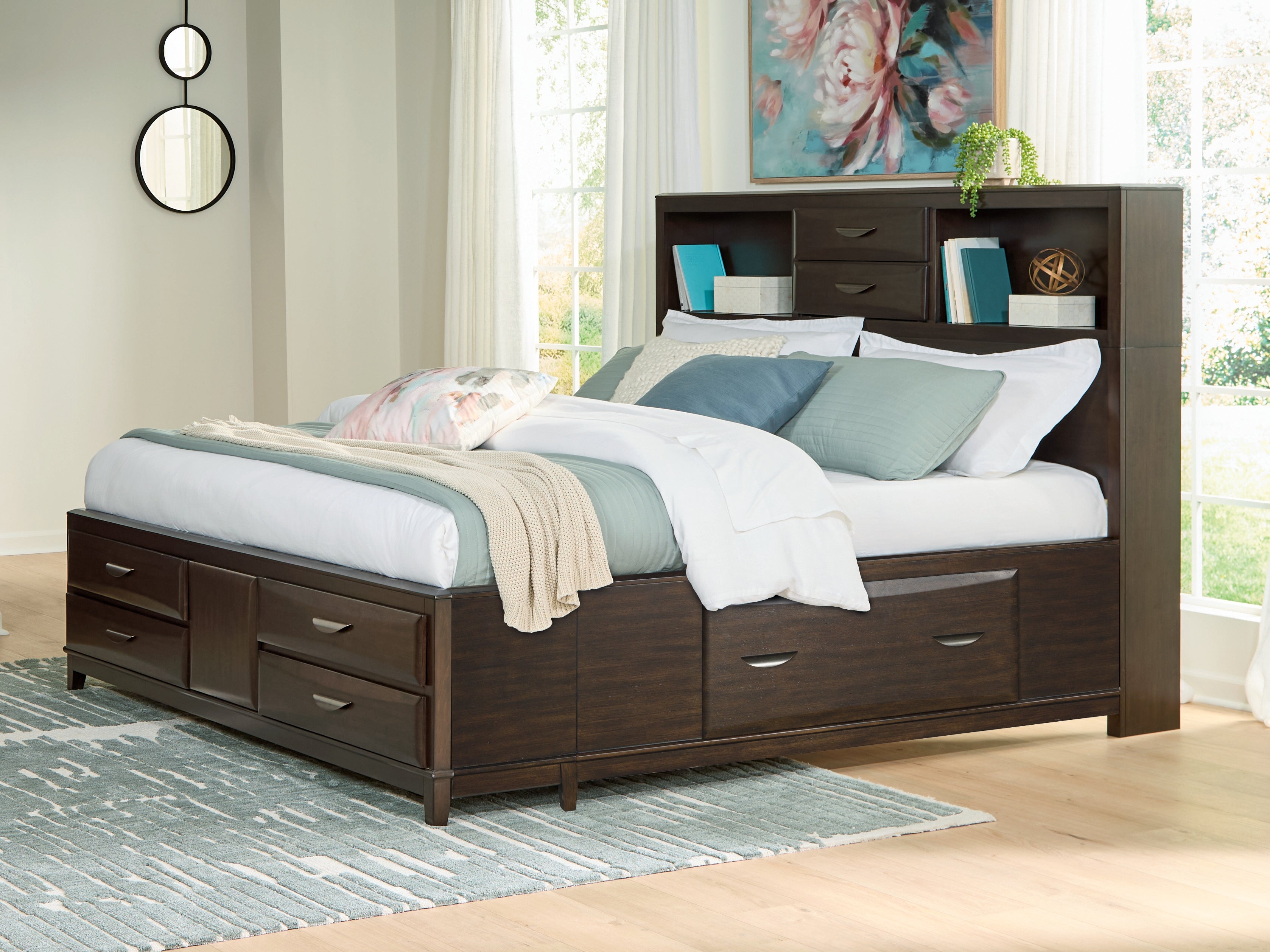 A2Z Furniture - Ashley Furniture - Vanmore Bedroom - California King Storage Bed / Dark Brown - B479B7