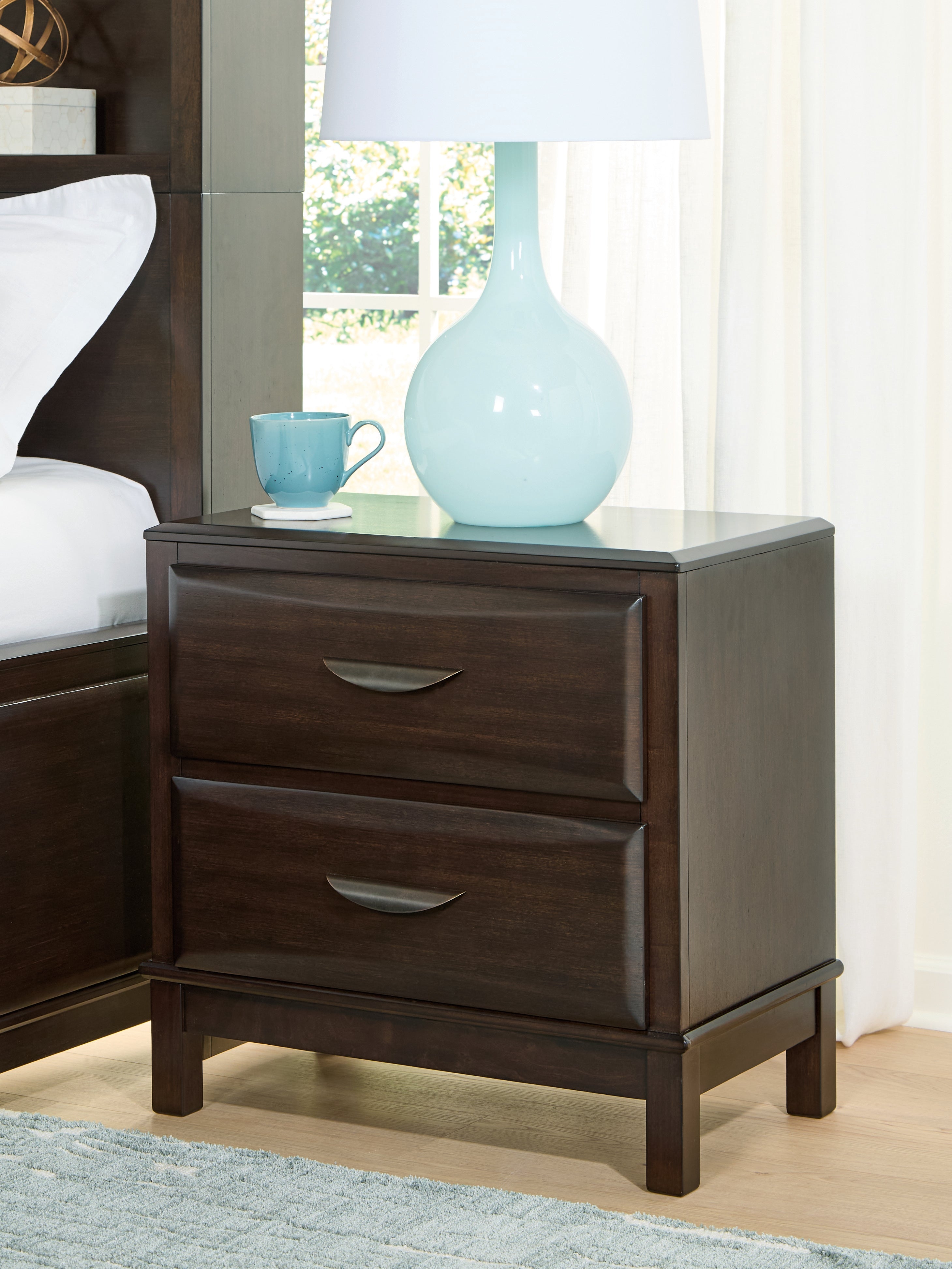 A2Z Furniture - Ashley Furniture - Vanmore Bedroom - Two Drawer Night Stand / Dark Brown - B479-92