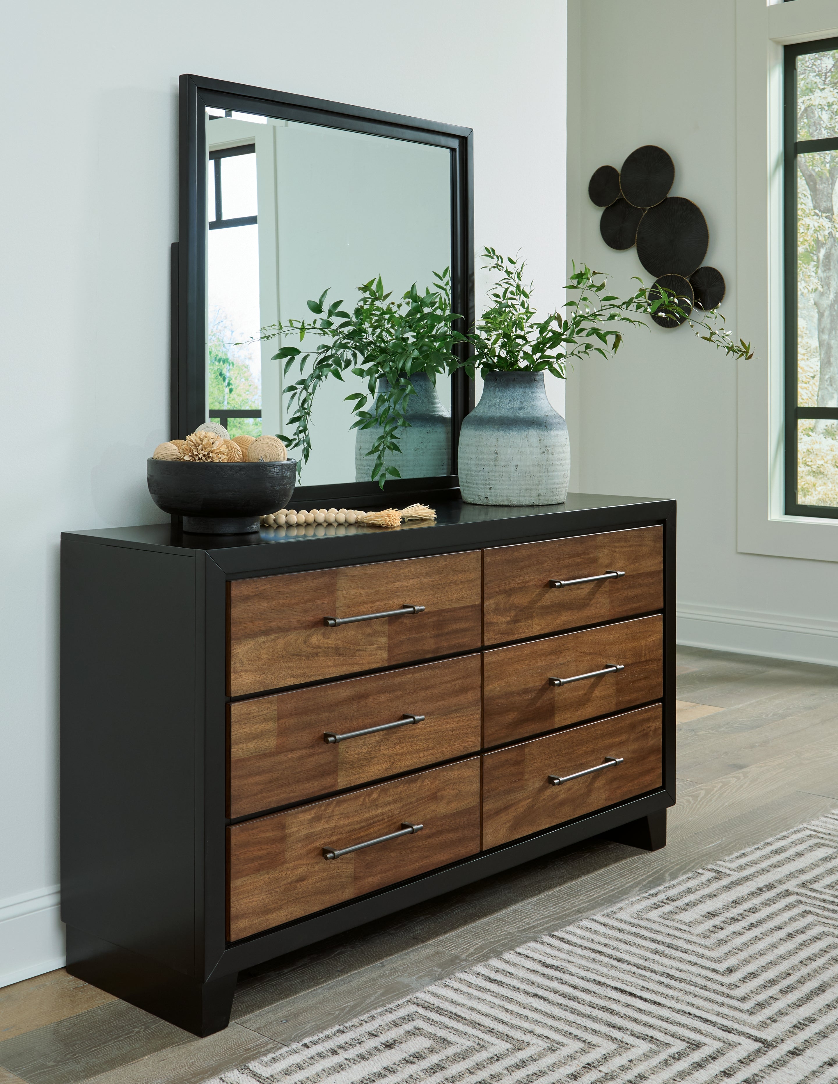 A2Z Furniture - Ashley Furniture - Kraeburn Bedroom - Dresser and Mirror / Brown/Black - B496B1