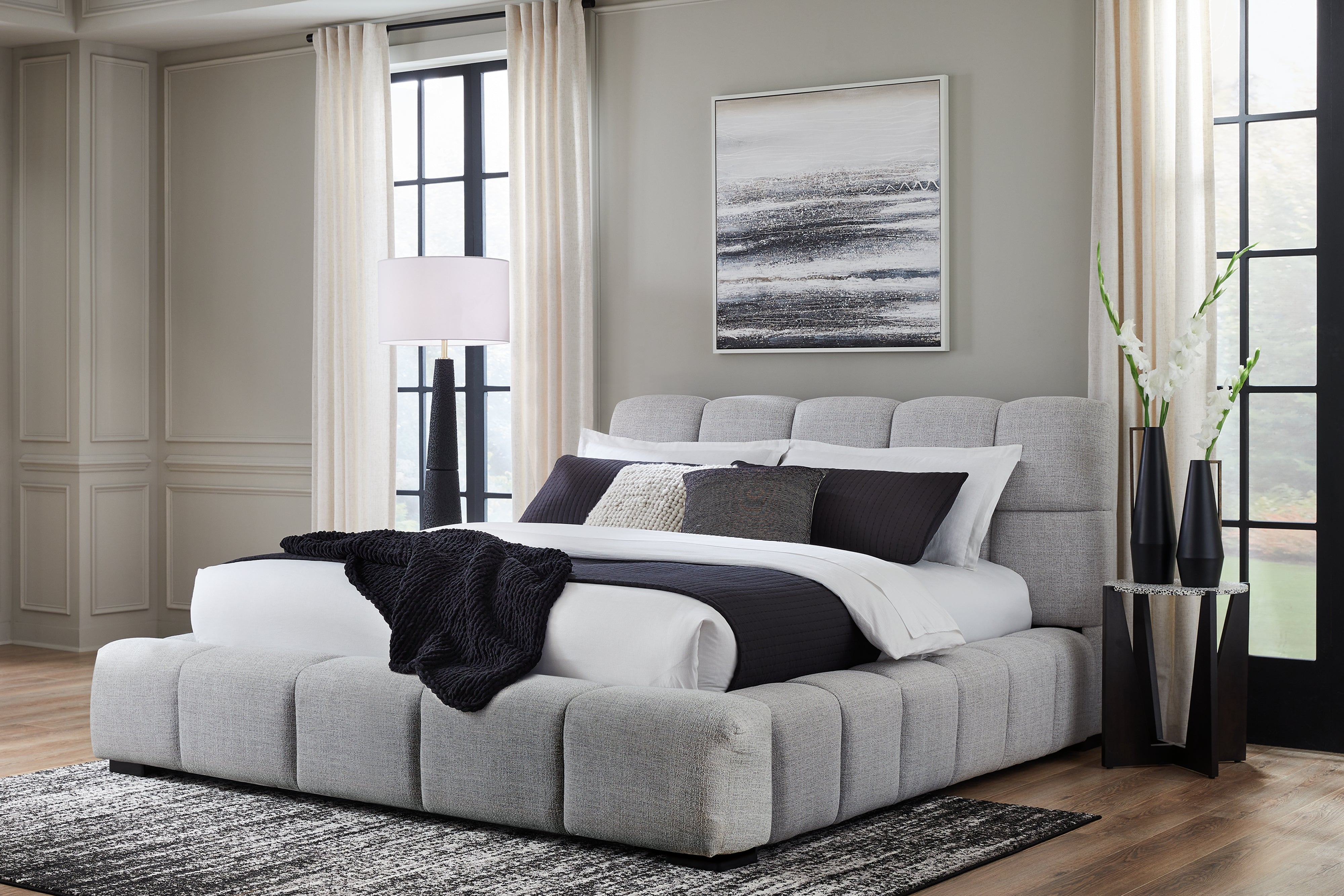 A2Z Furniture - Ashley Furniture - Grendusk Bedroom - Queen Upholstered Bed / Light Gray - PCB584B1