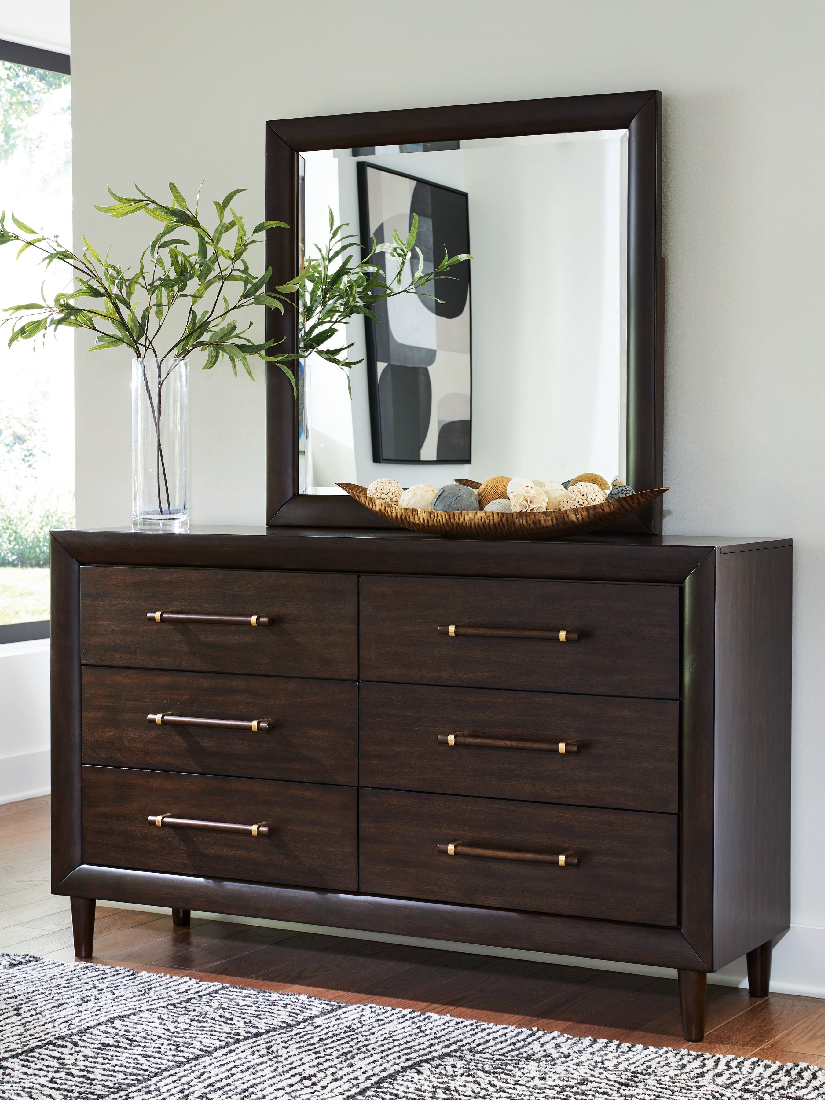 A2Z Furniture - Ashley Furniture - Dantenton Bedroom - Dresser and Mirror / Merlot - B611B1