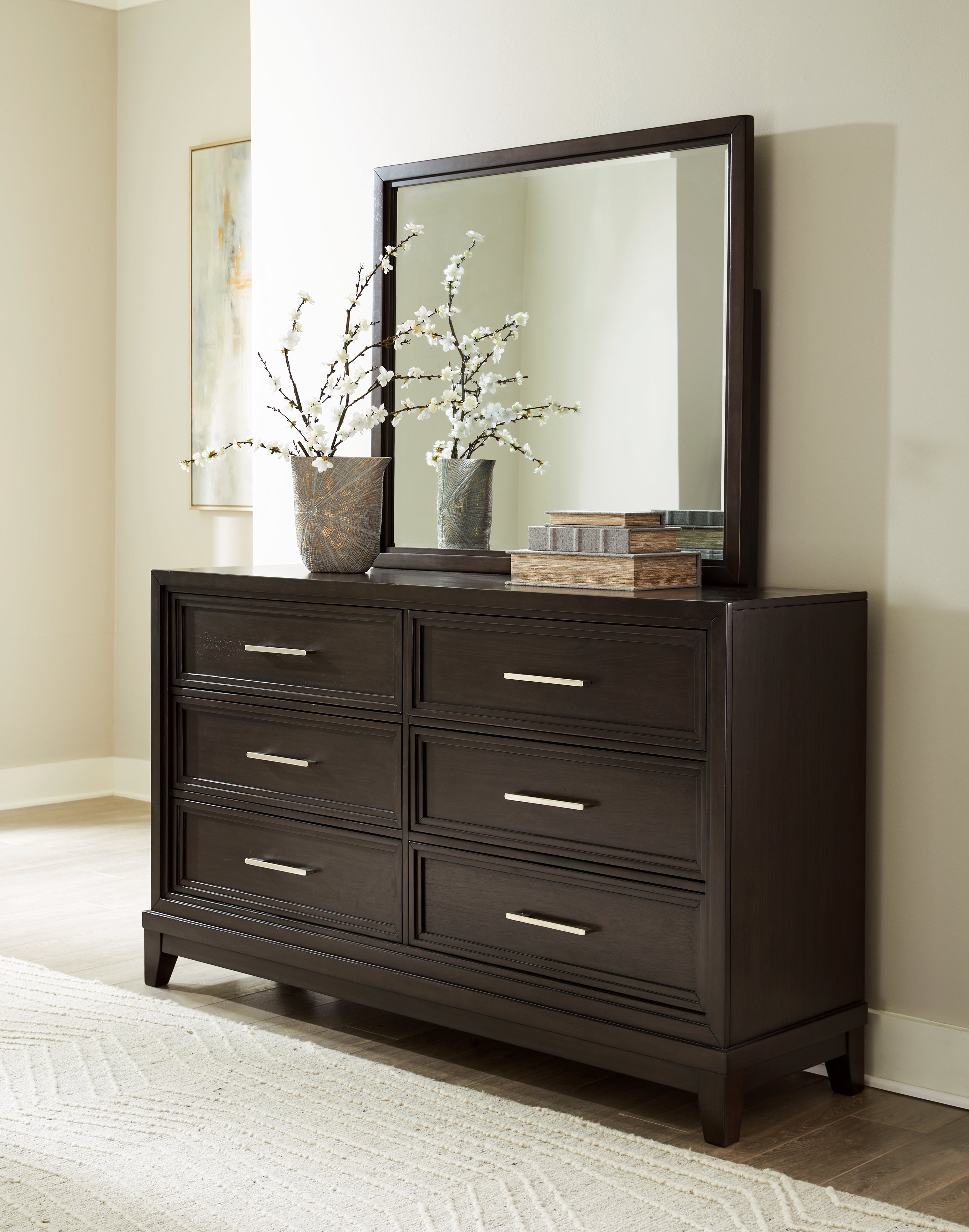 A2Z Furniture - Ashley Furniture - Neymorton Bedroom - Dresser and Mirror / Dark Grayish Brown - B618B1