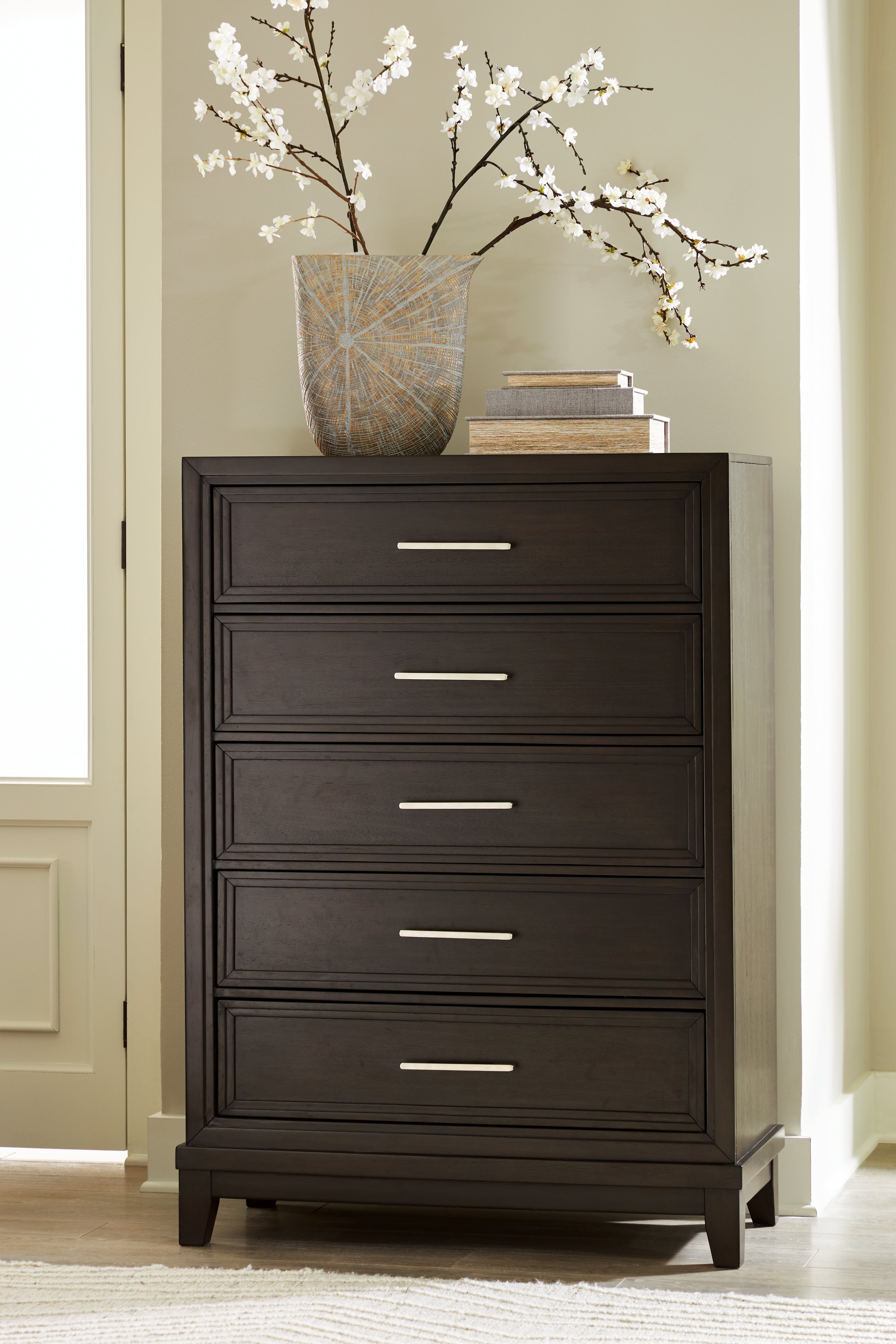 A2Z Furniture - Ashley Furniture - Neymorton Bedroom - Five Drawer Chest / Dark Grayish Brown - B618-46