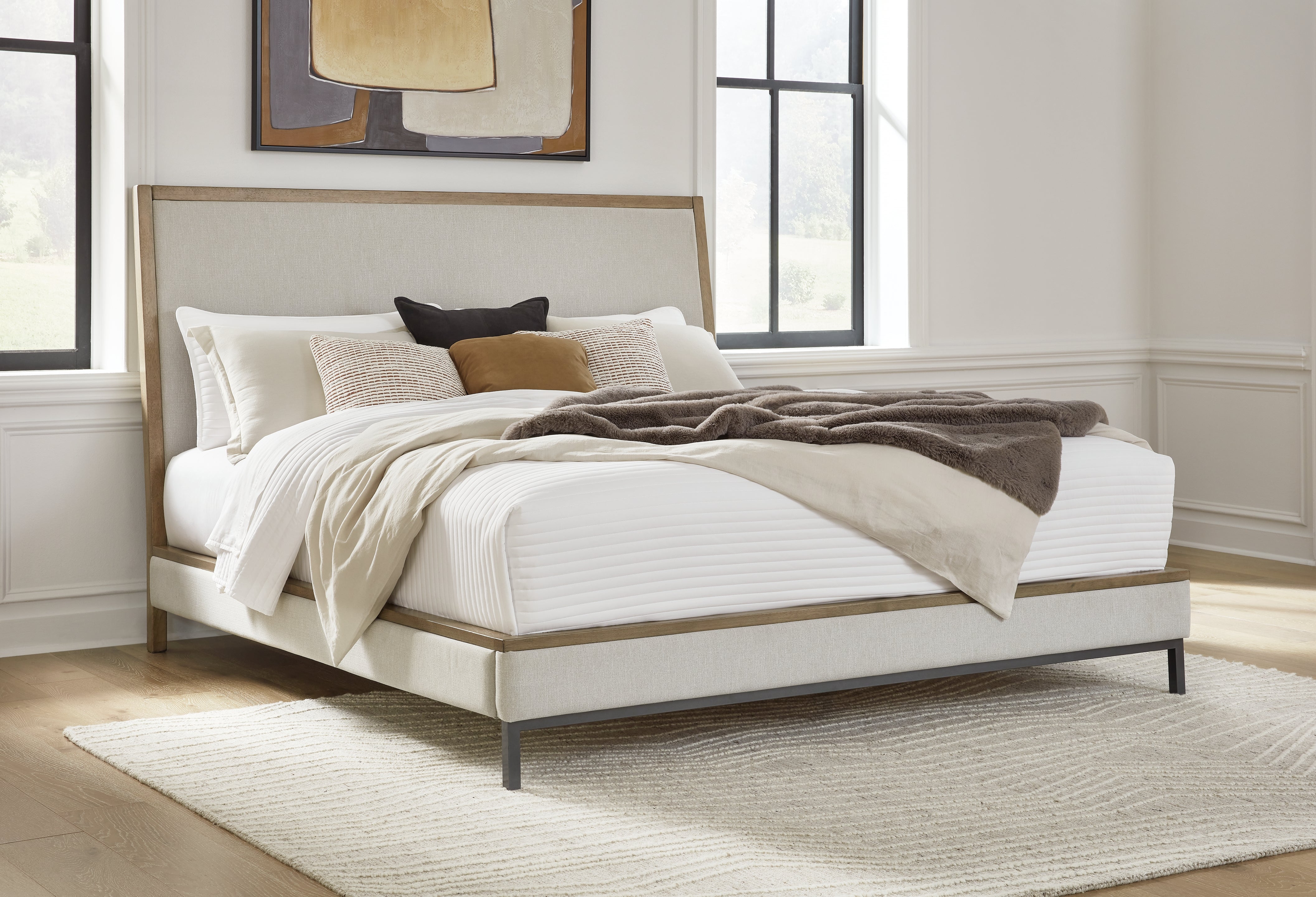 A2Z Furniture - Ashley Furniture - Tomtyn Bedroom - Queen Upholstered Bed / Light Brown - B622B2