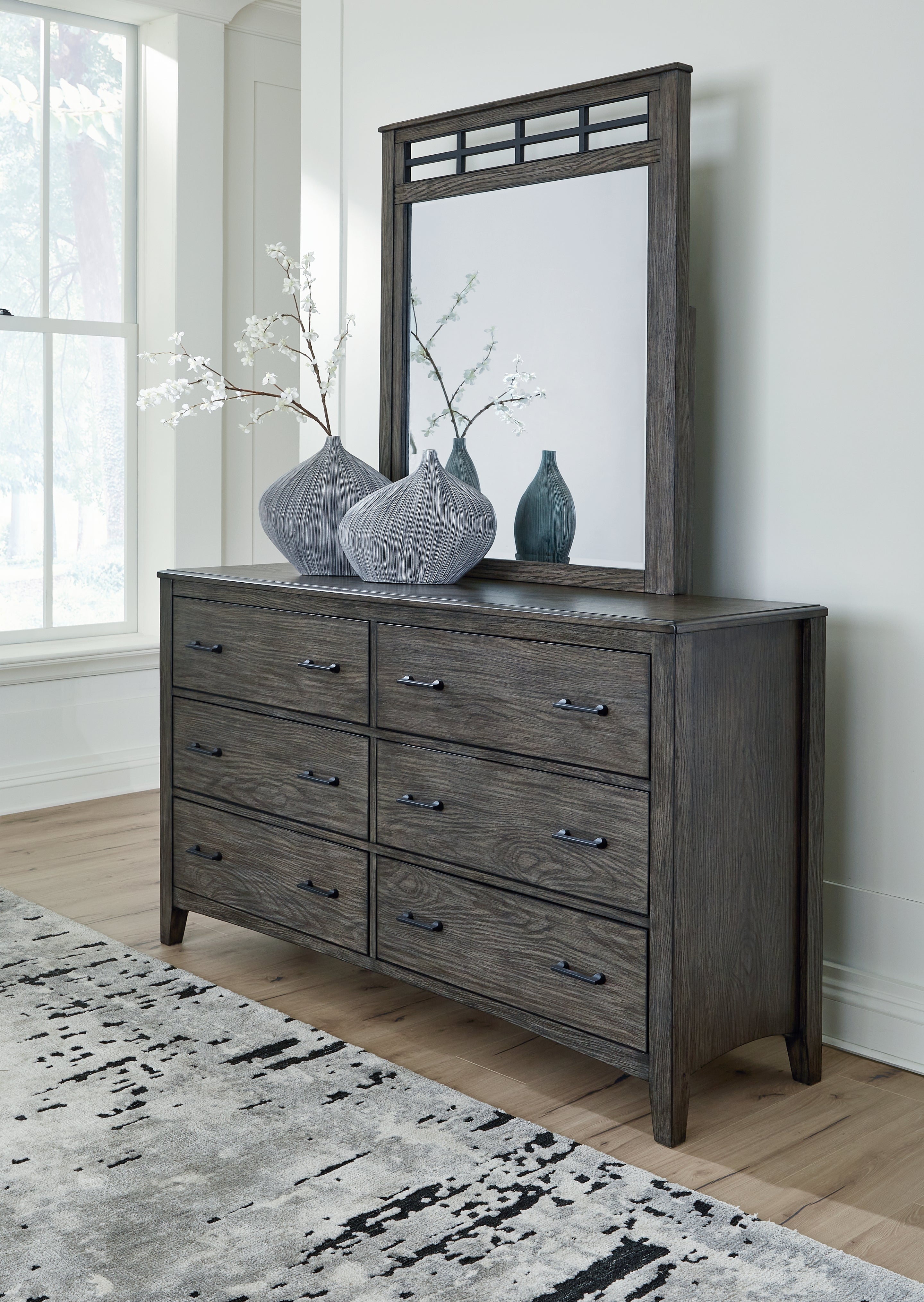 A2Z Furniture - Ashley Furniture - Montillan Bedroom - Dresser and Mirror / Grayish Brown - B651B1