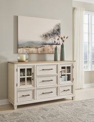 A2Z Furniture - Ashley Furniture - Shaybrock Bedroom - Dresser and Mirror / Antique White/Brown - B683B1