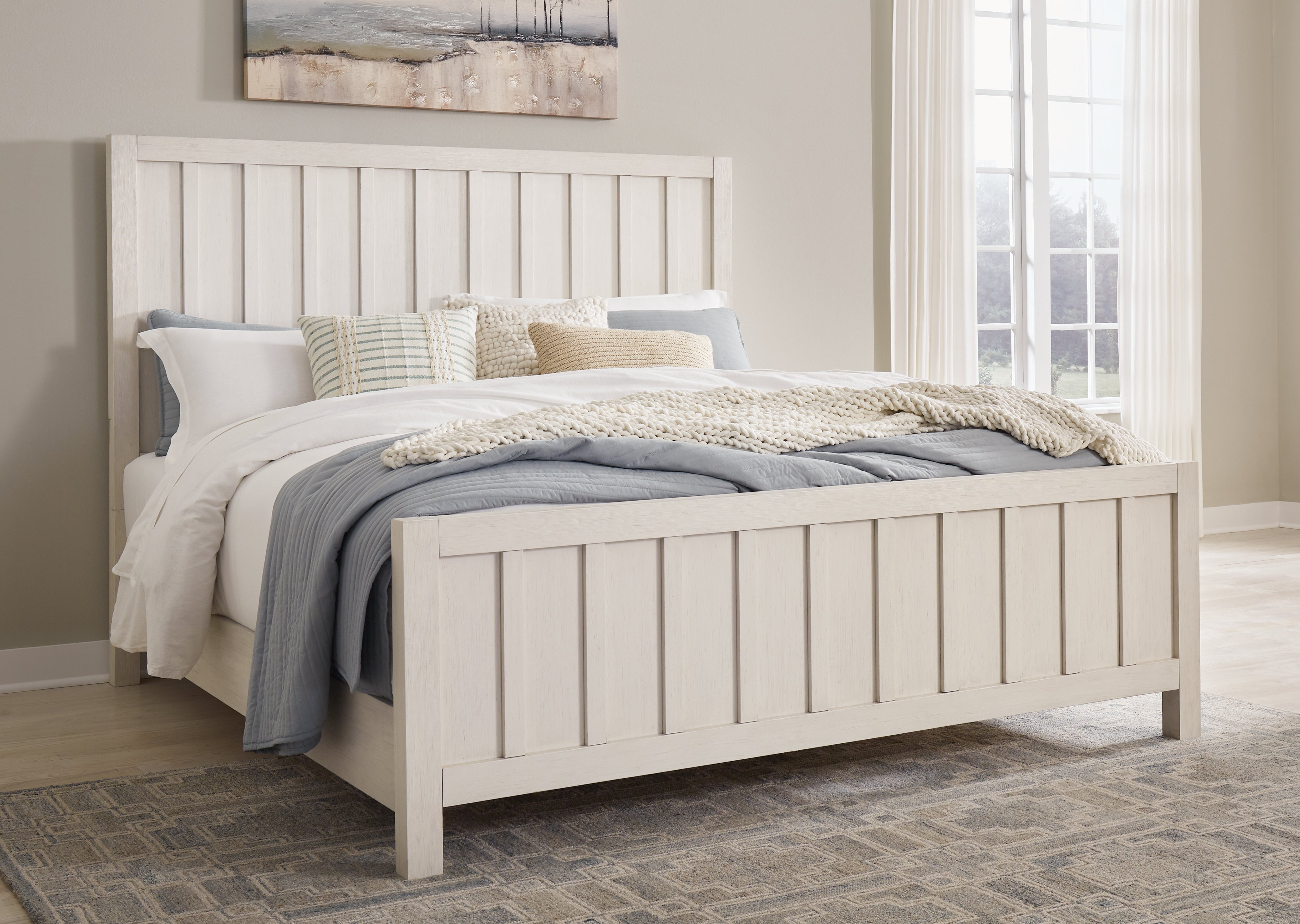 A2Z Furniture - Ashley Furniture - Shaybrock Bedroom - King Panel Bed / Antique White - B683B6