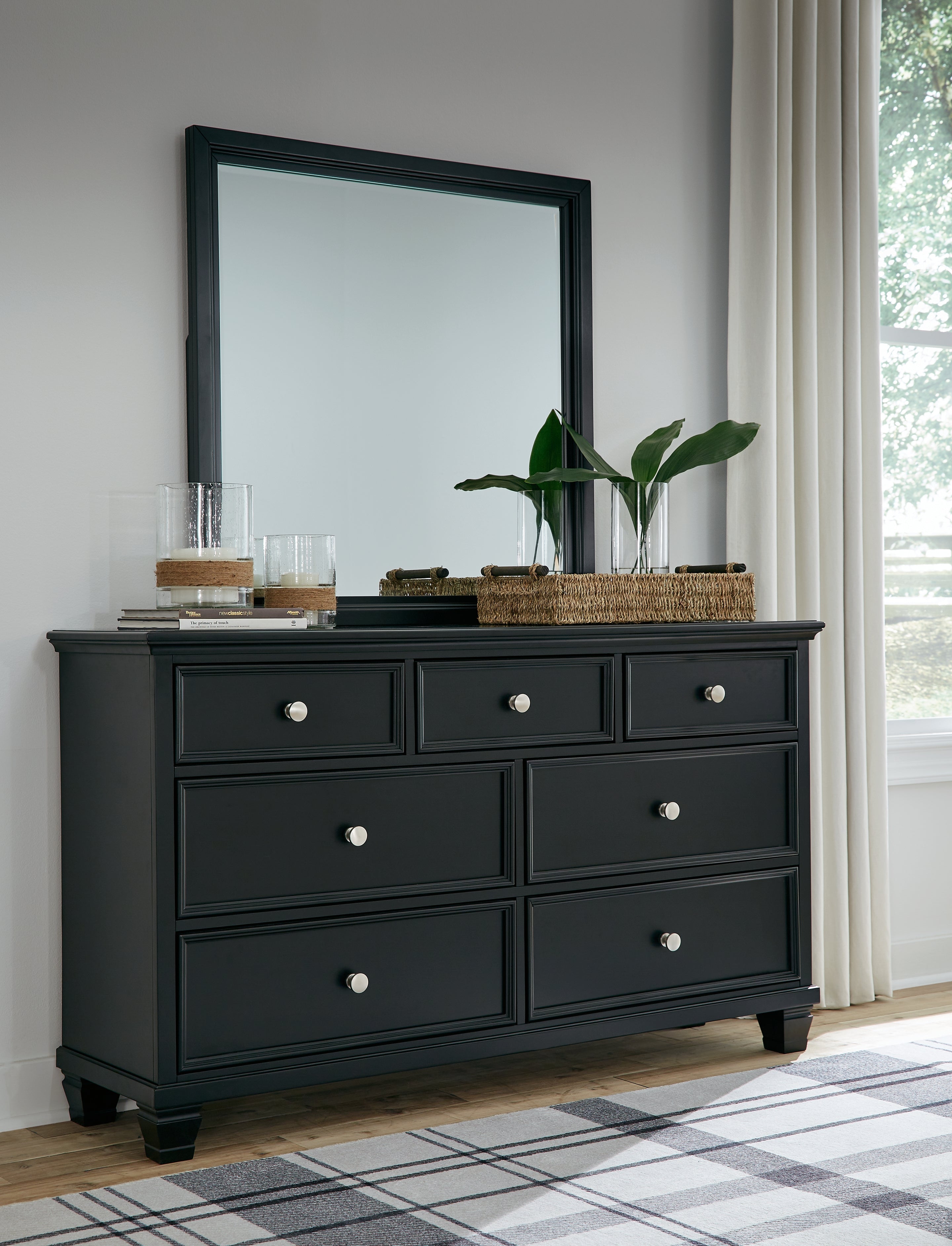 A2Z Furniture - Ashley Furniture - Lanolee Bedroom - Dresser and Mirror / Black - B687B1