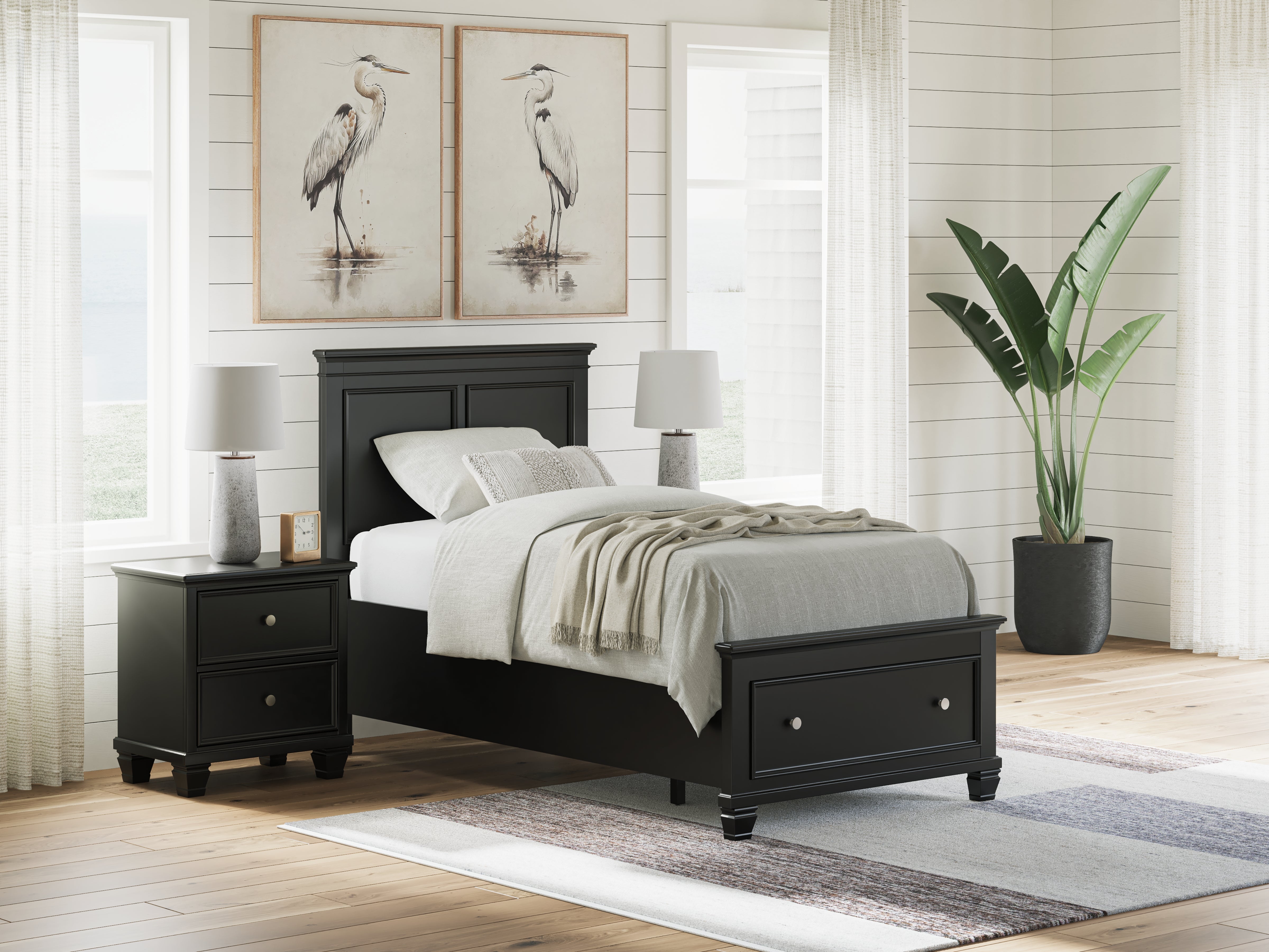 A2Z Furniture - Ashley Furniture - Lanolee Bedroom - Twin Panel Storage Bed / Black - B687B21
