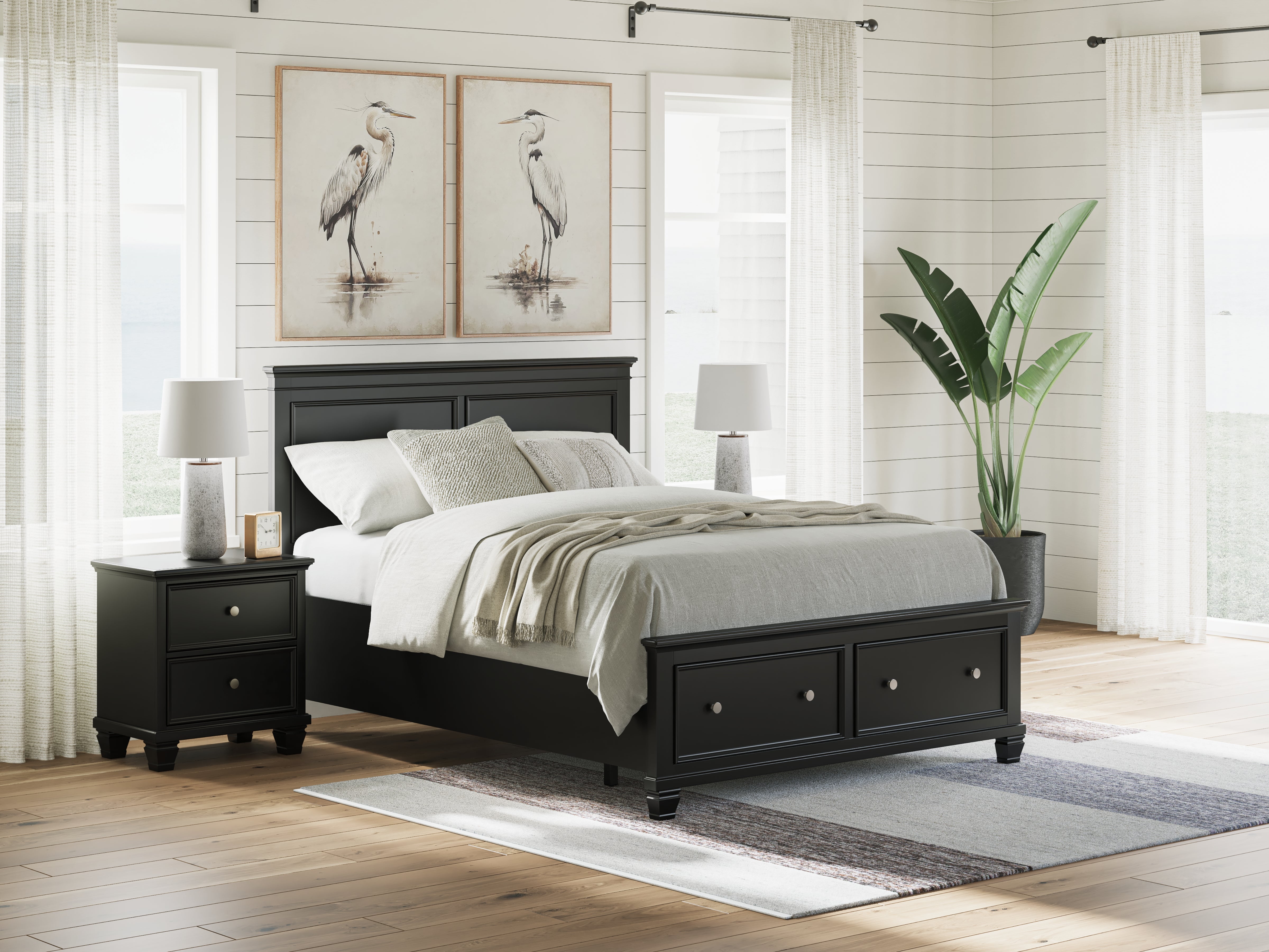 A2Z Furniture - Ashley Furniture - Lanolee Bedroom - Queen Panel Storage Bed / Black - B687B17