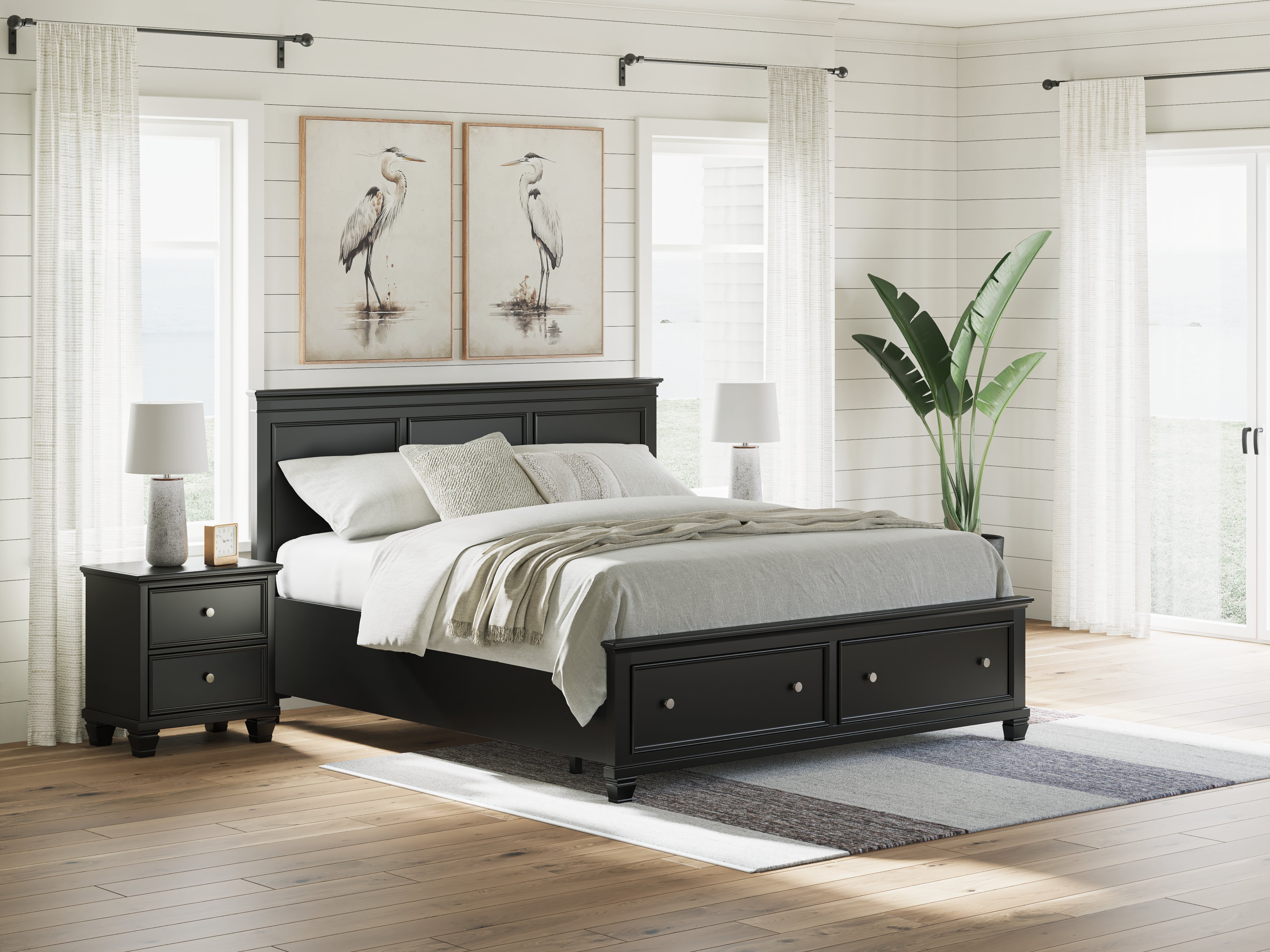 A2Z Furniture - Ashley Furniture - Lanolee Bedroom - California King Panel Storage Bed / Black - B687B20