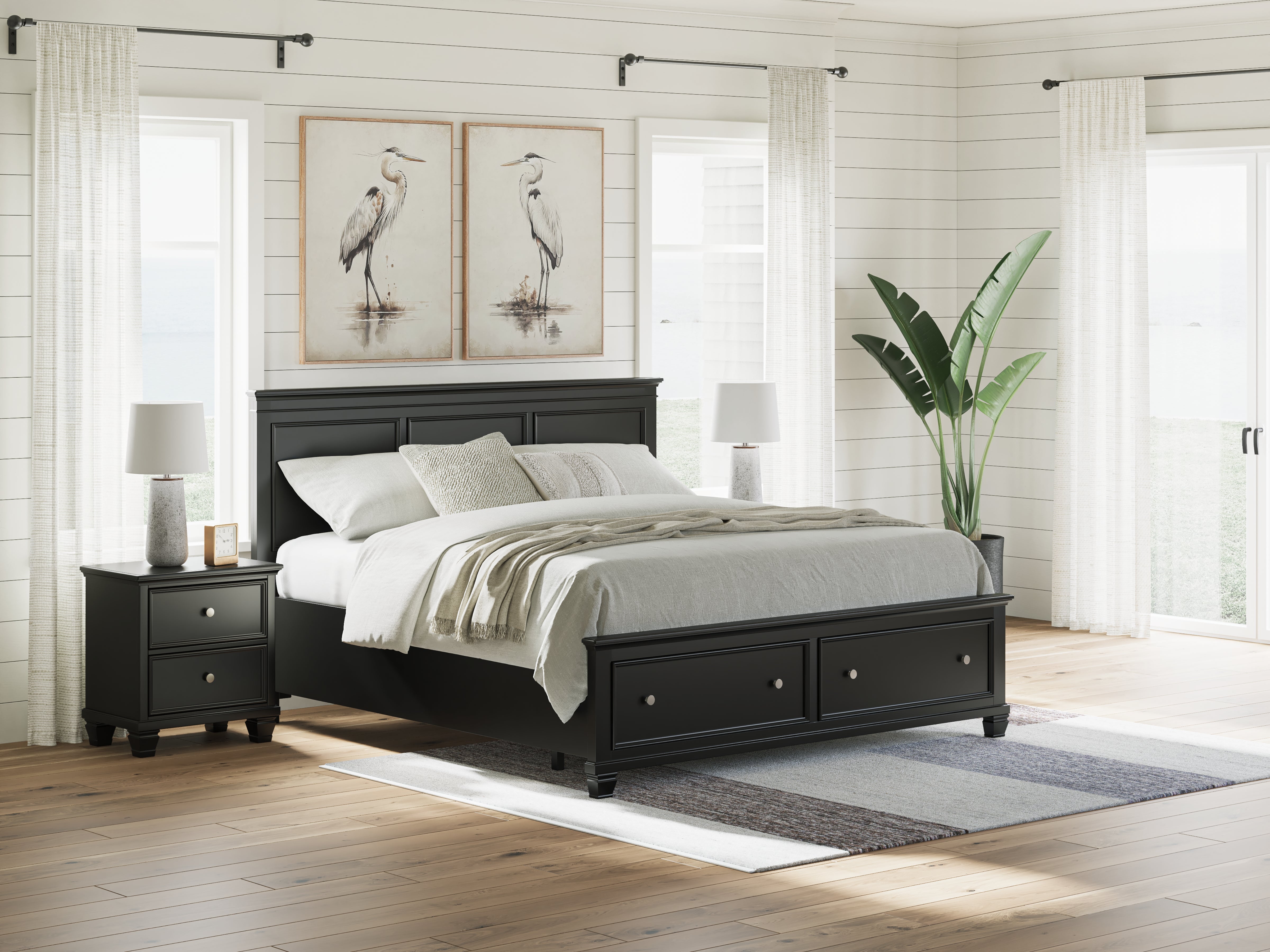 A2Z Furniture - Ashley Furniture - Lanolee Bedroom - King Panel Storage Bed / Black - B687B19