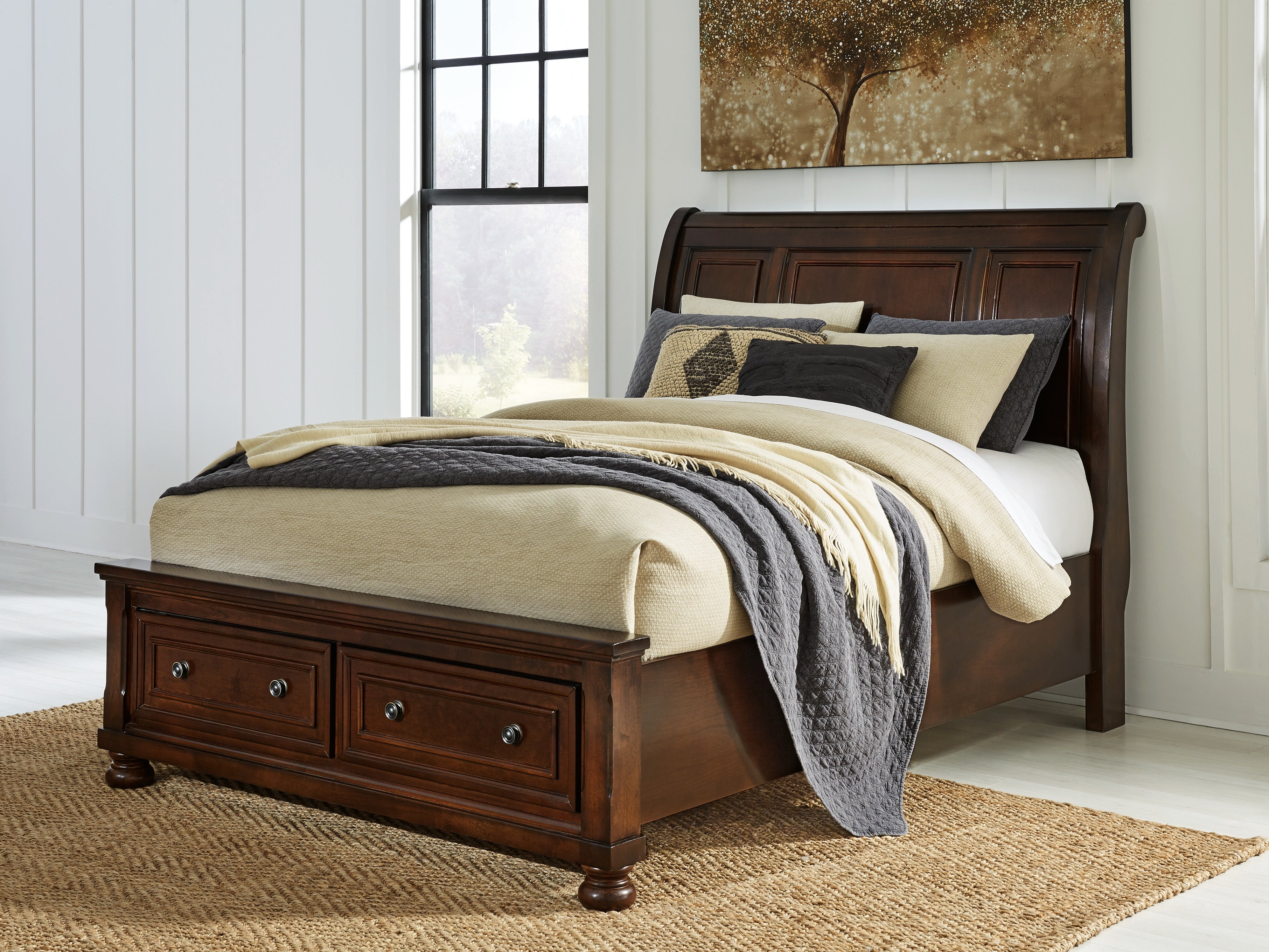 A2Z Furniture - Ashley Furniture - Porter Bedroom - Queen Sleigh Storage Bed / Rustic Brown - B697B43