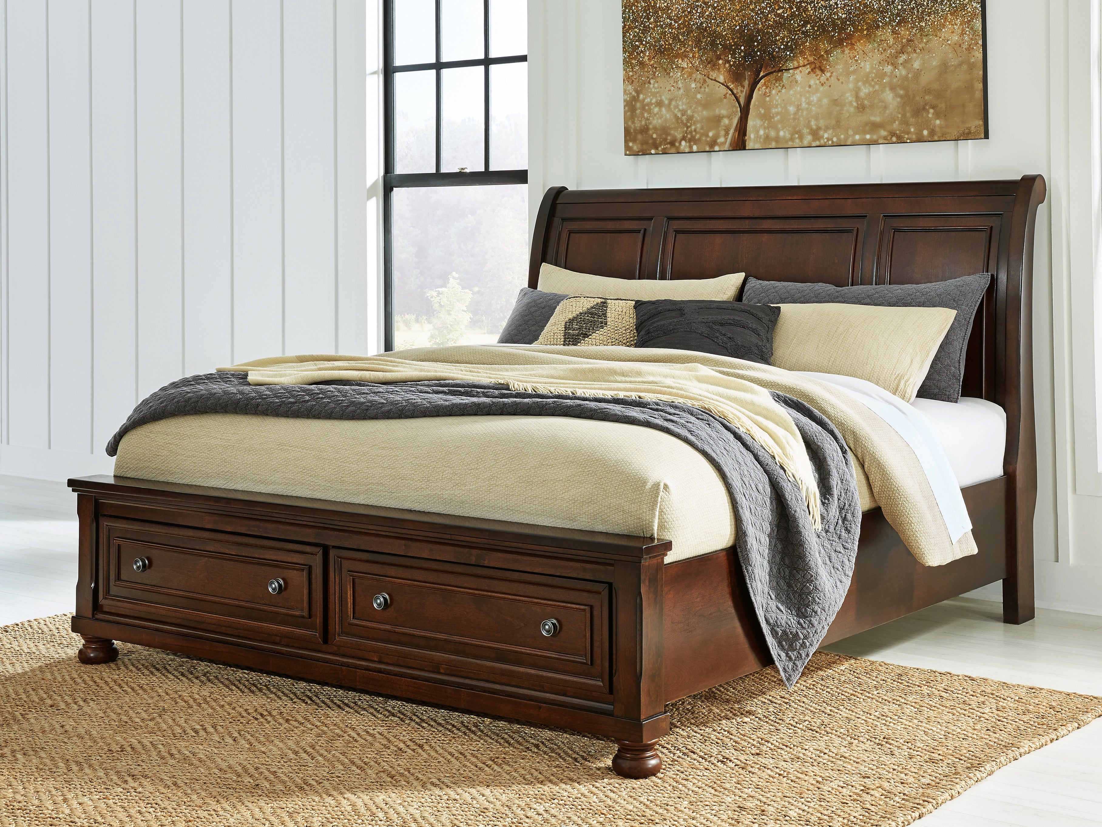 A2Z Furniture - Ashley Furniture - Porter Bedroom - California King Sleigh Storage Bed / Rustic Brown - B697B47