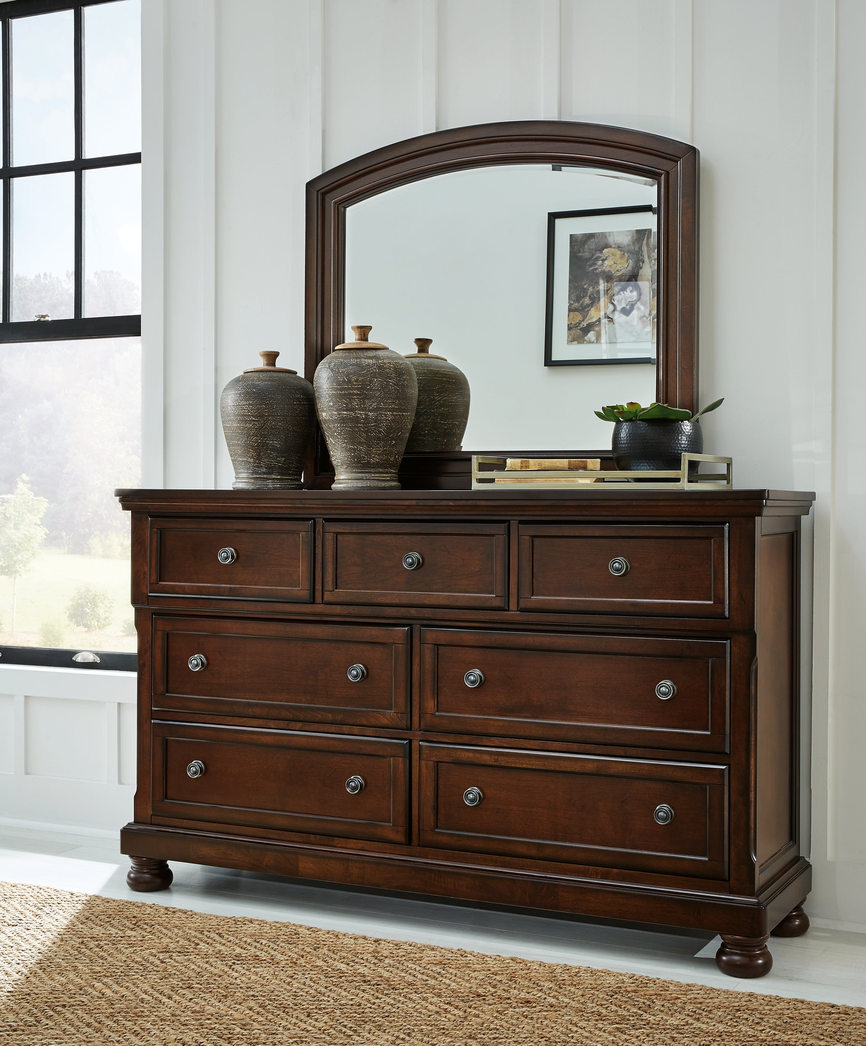 A2Z Furniture - Ashley Furniture - Porter Bedroom - Dresser and Mirror / Rustic Brown - B697B1