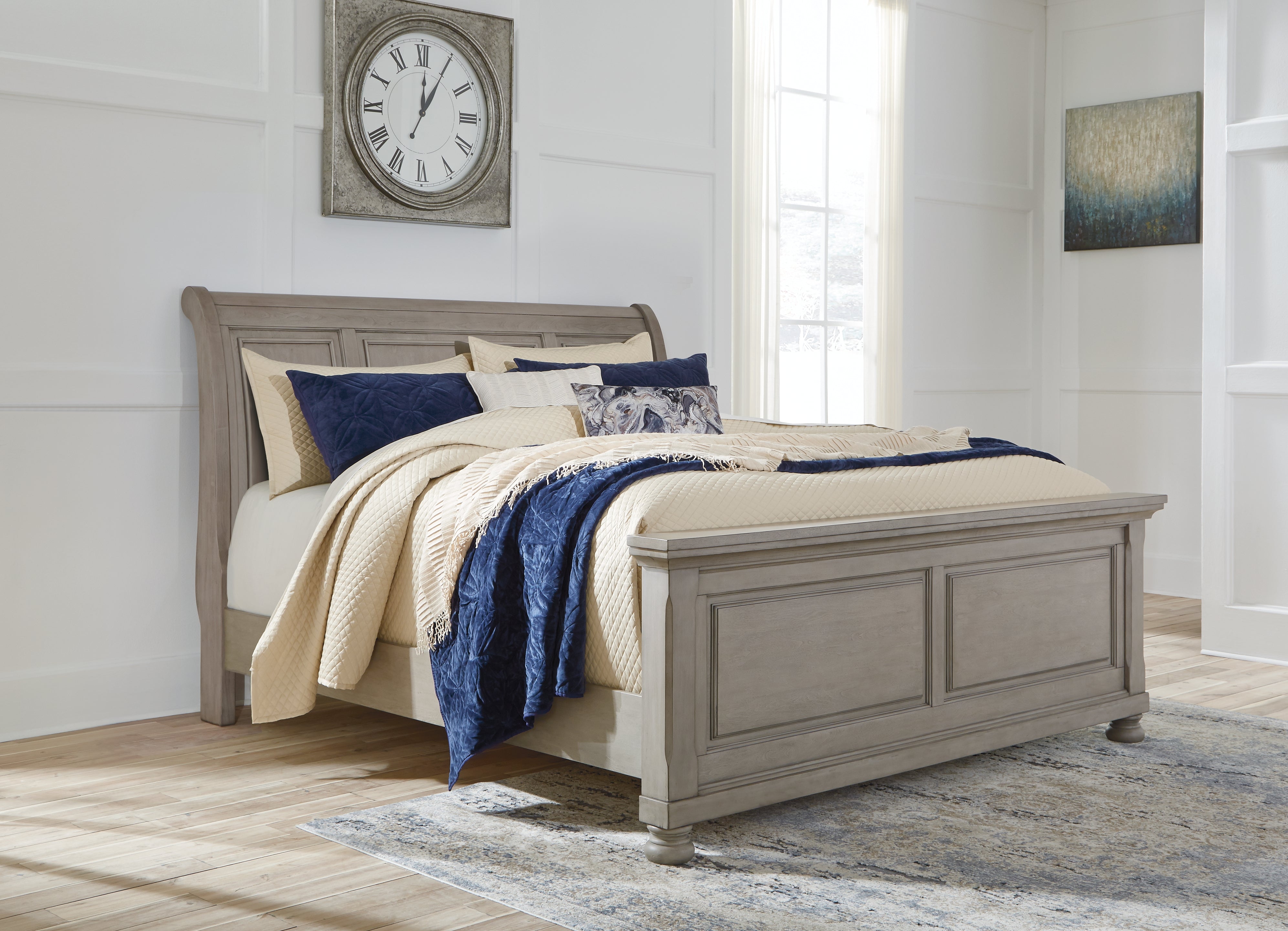 A2Z Furniture - Ashley Furniture - Lettner Bedroom - California King Sleigh Bed / Light Gray - B733B36