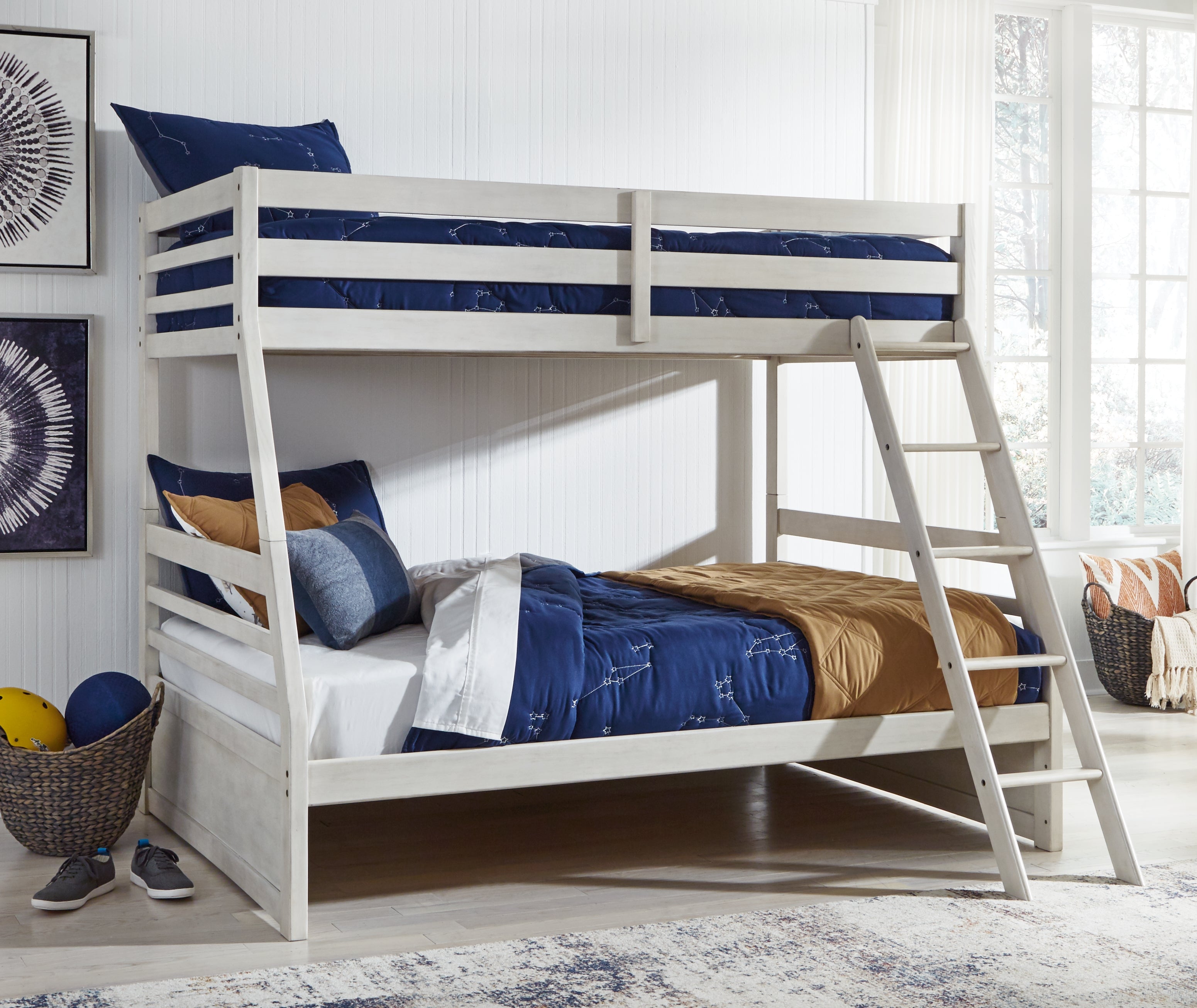 A2Z Furniture - Ashley Furniture - Robbinsdale Bedroom - Twin over Full Bunk Bed / Antique White - B742B17