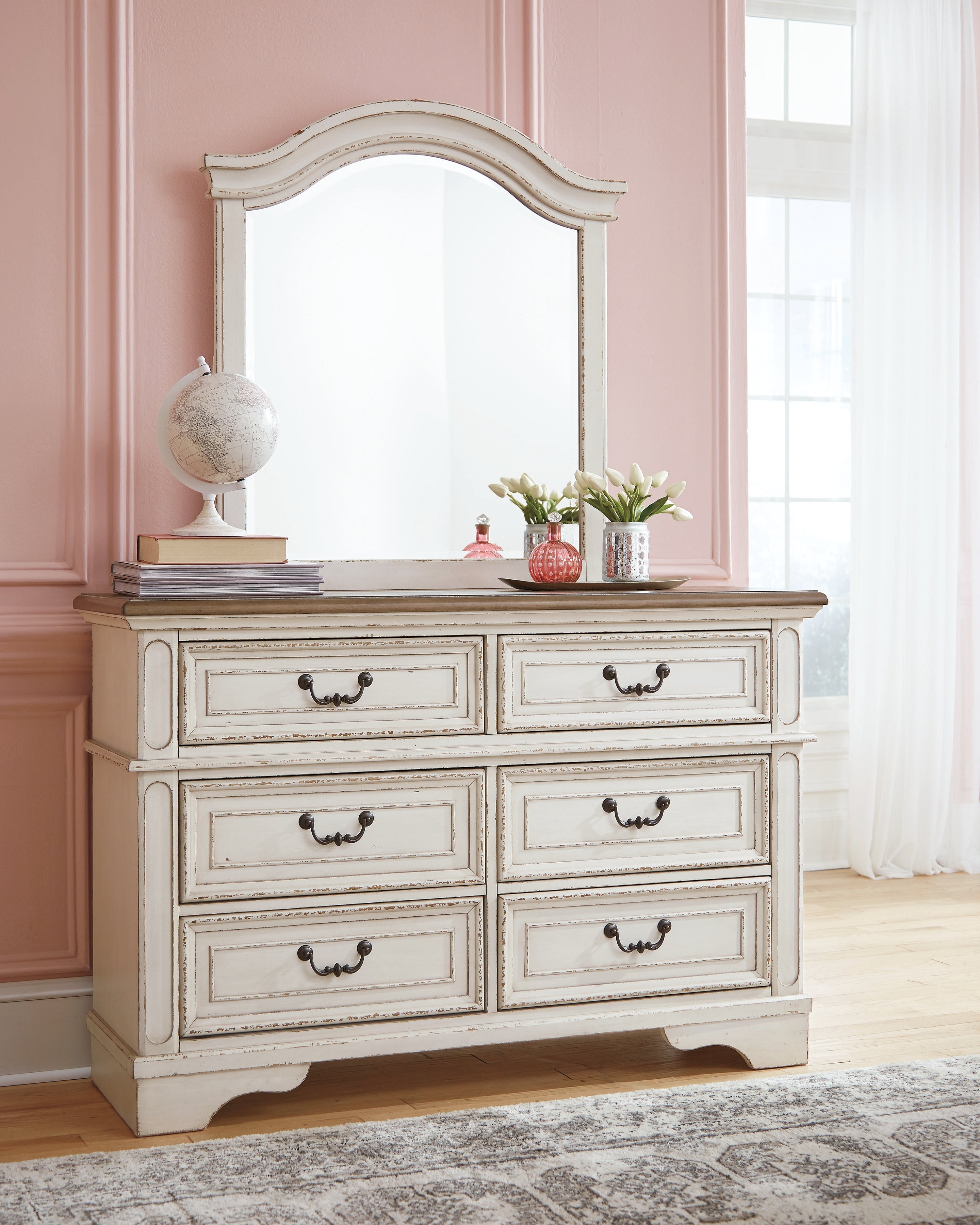 A2Z Furniture - Ashley Furniture - Realyn Bedroom - Dresser and Mirror / Chipped White - B743B12