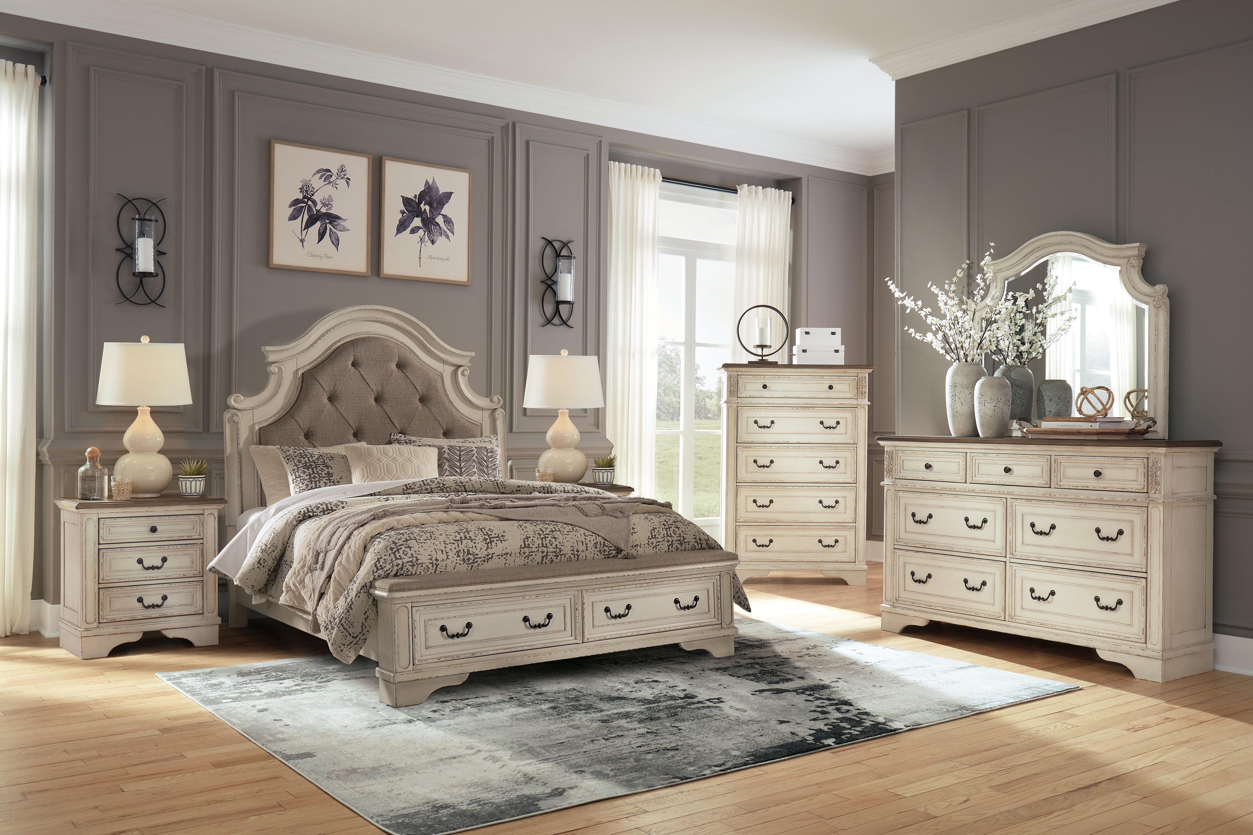 A2Z Furniture - Ashley Furniture - Realyn Bedroom - Queen Upholstered Storage Bed / Two-tone - B743B18
