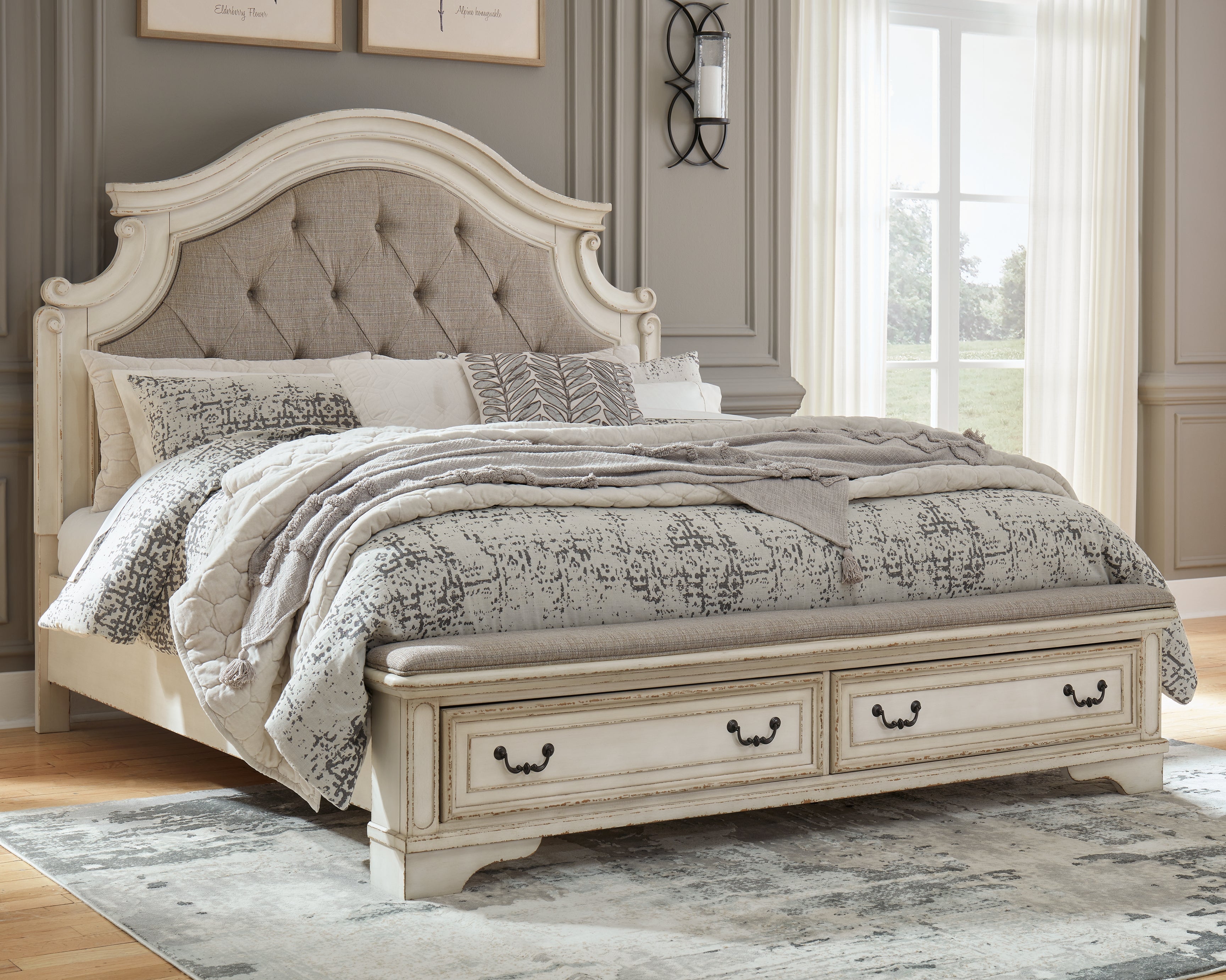 A2Z Furniture - Ashley Furniture - Realyn Bedroom - King Upholstered Storage Bed / Two-tone - B743B20