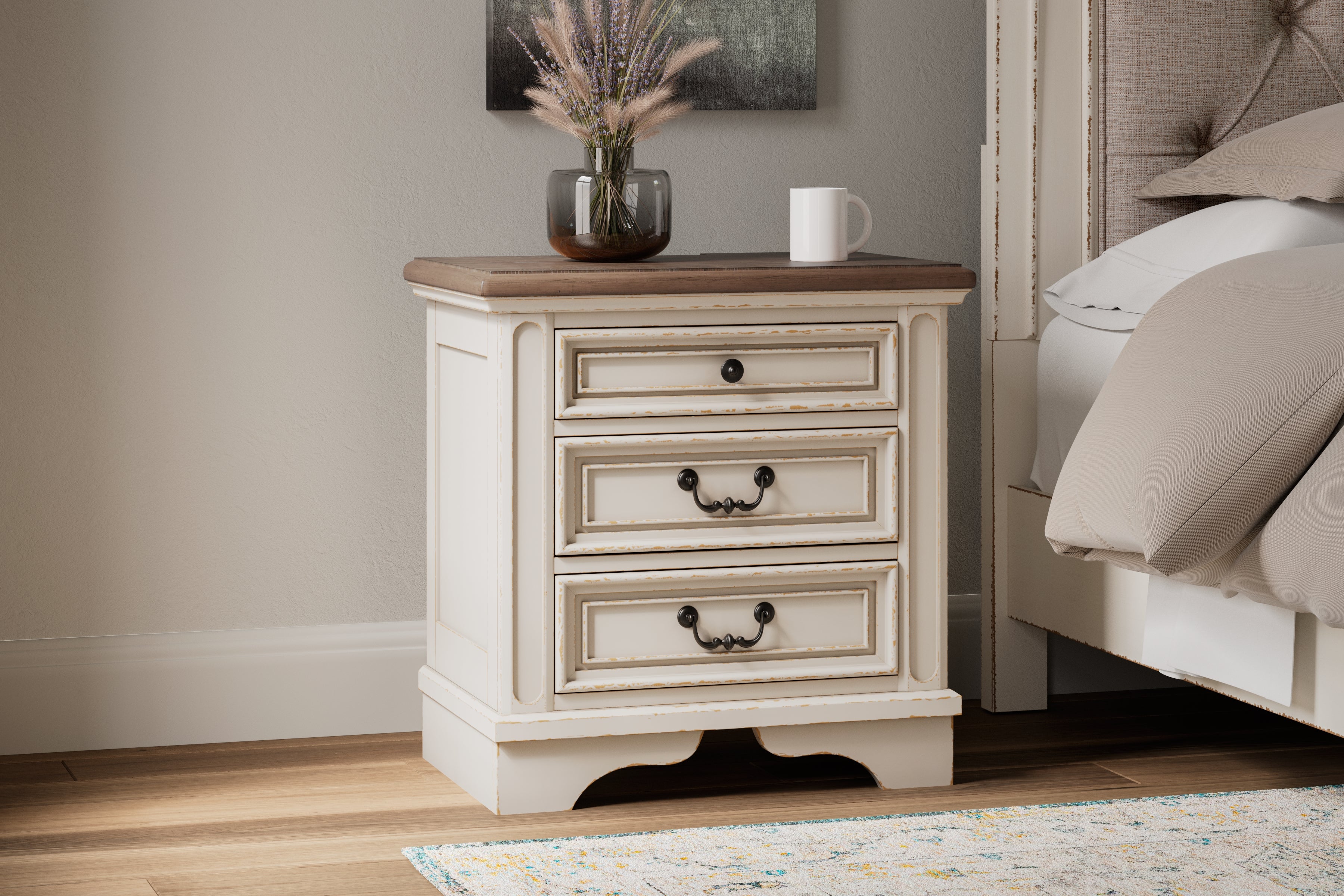 A2Z Furniture - Ashley Furniture - Realyn Bedroom - Three Drawer Night Stand / Two-tone - B743-93