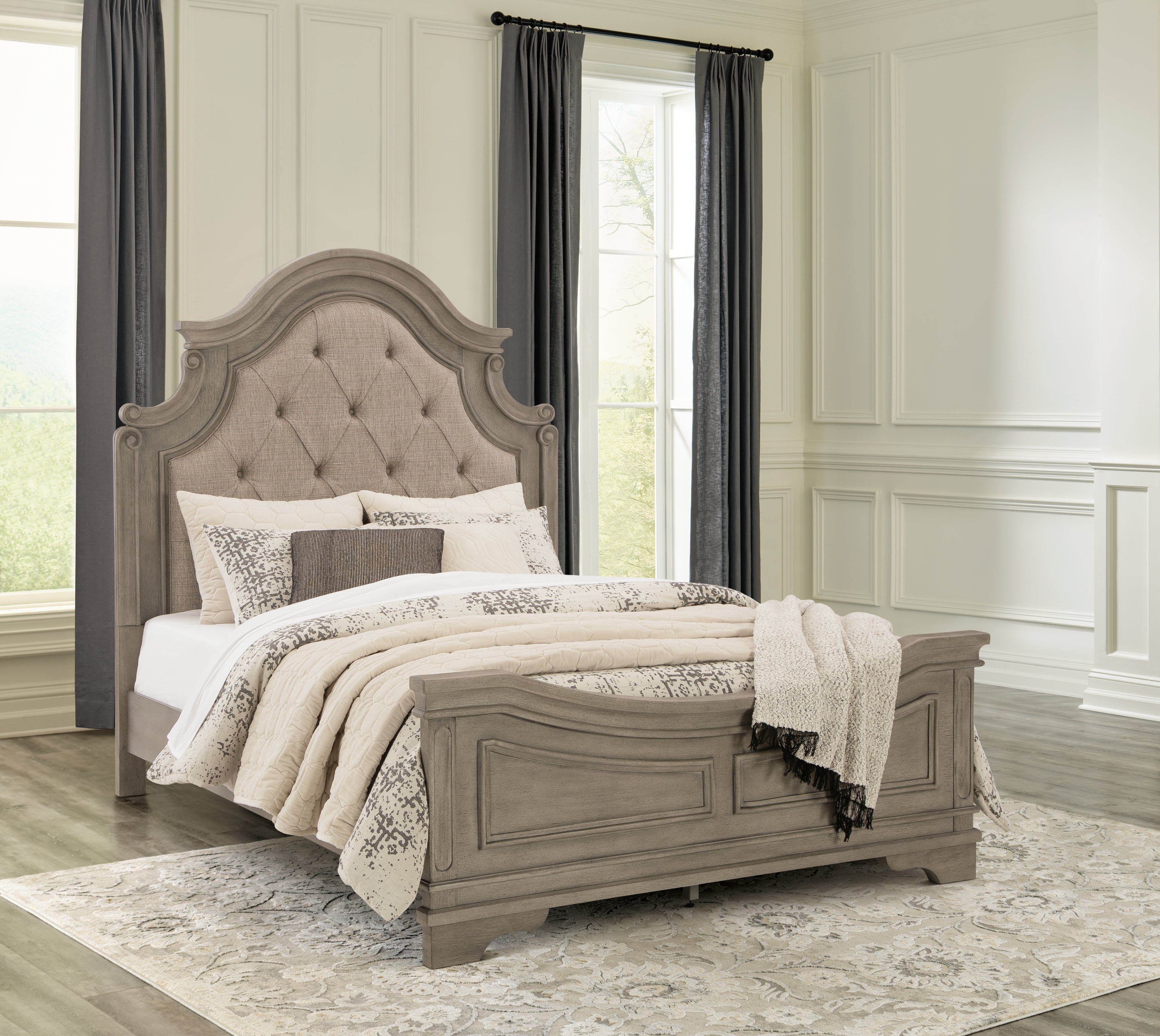 A2Z Furniture - Ashley Furniture - Lodenbay Bedroom - Queen Panel Bed / Antique Gray - B751B2