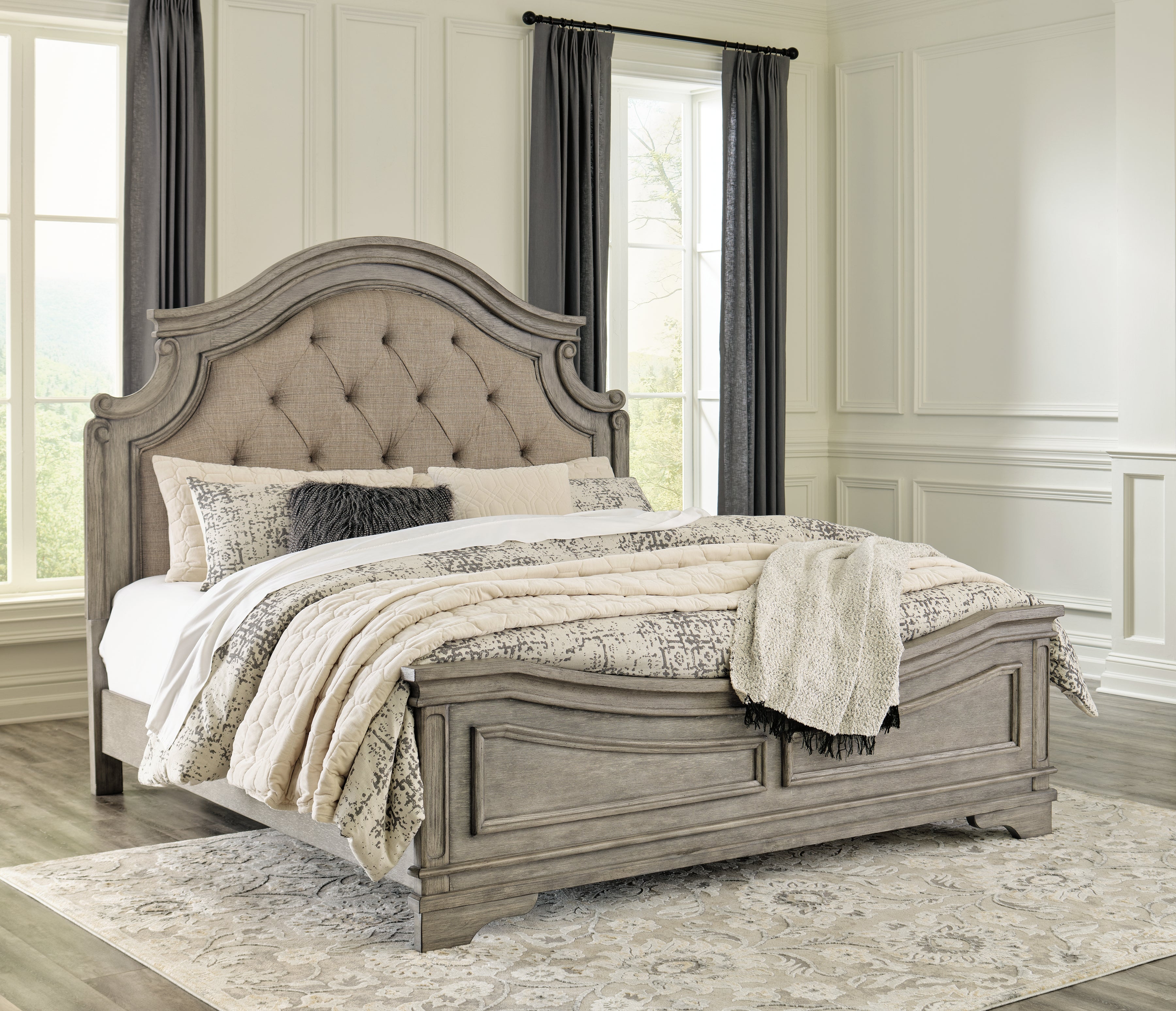 A2Z Furniture - Ashley Furniture - Lodenbay Bedroom - King Panel Bed / Antique Gray - B751B4