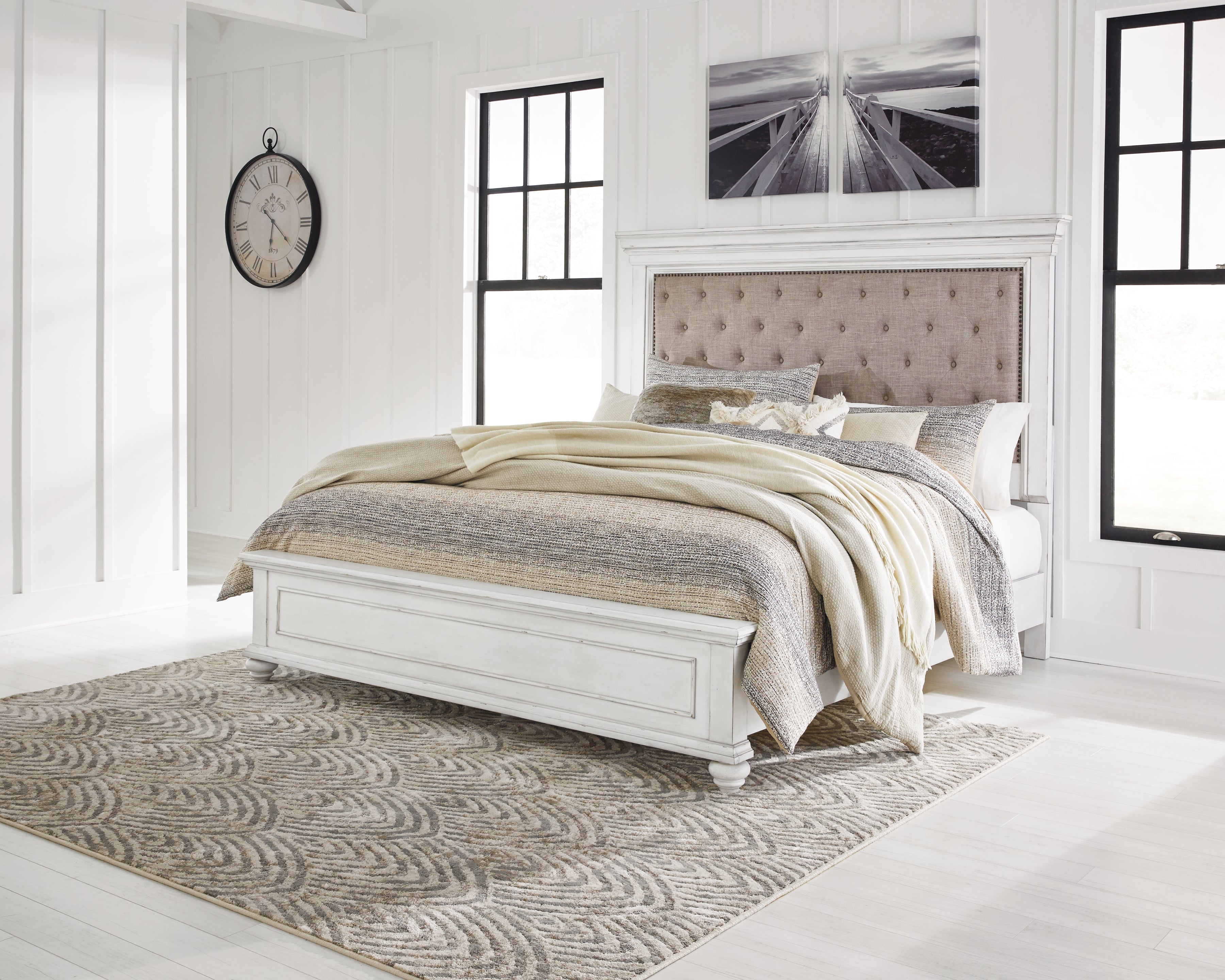 A2Z Furniture - Ashley Furniture - Kanwyn Bedroom - King Panel Bed / Whitewash - B777B10