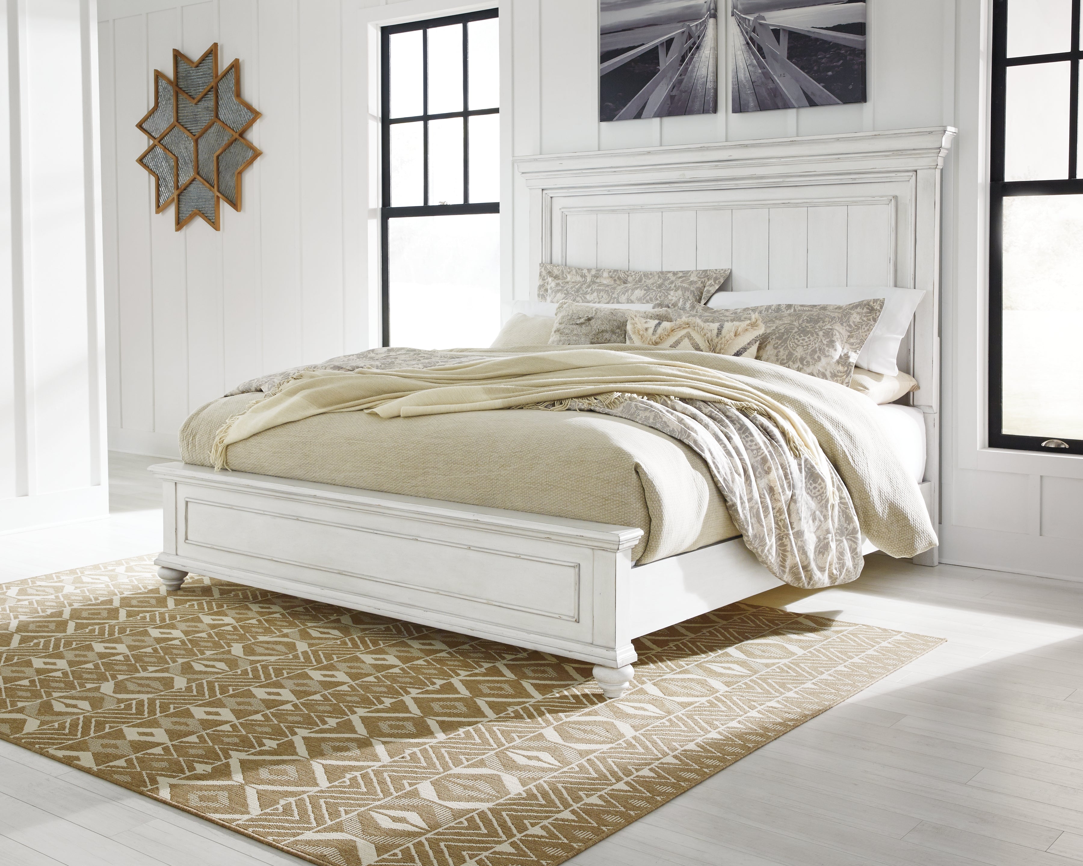 A2Z Furniture - Ashley Furniture - Kanwyn Bedroom - California King Panel Bed / Whitewash - B777B11