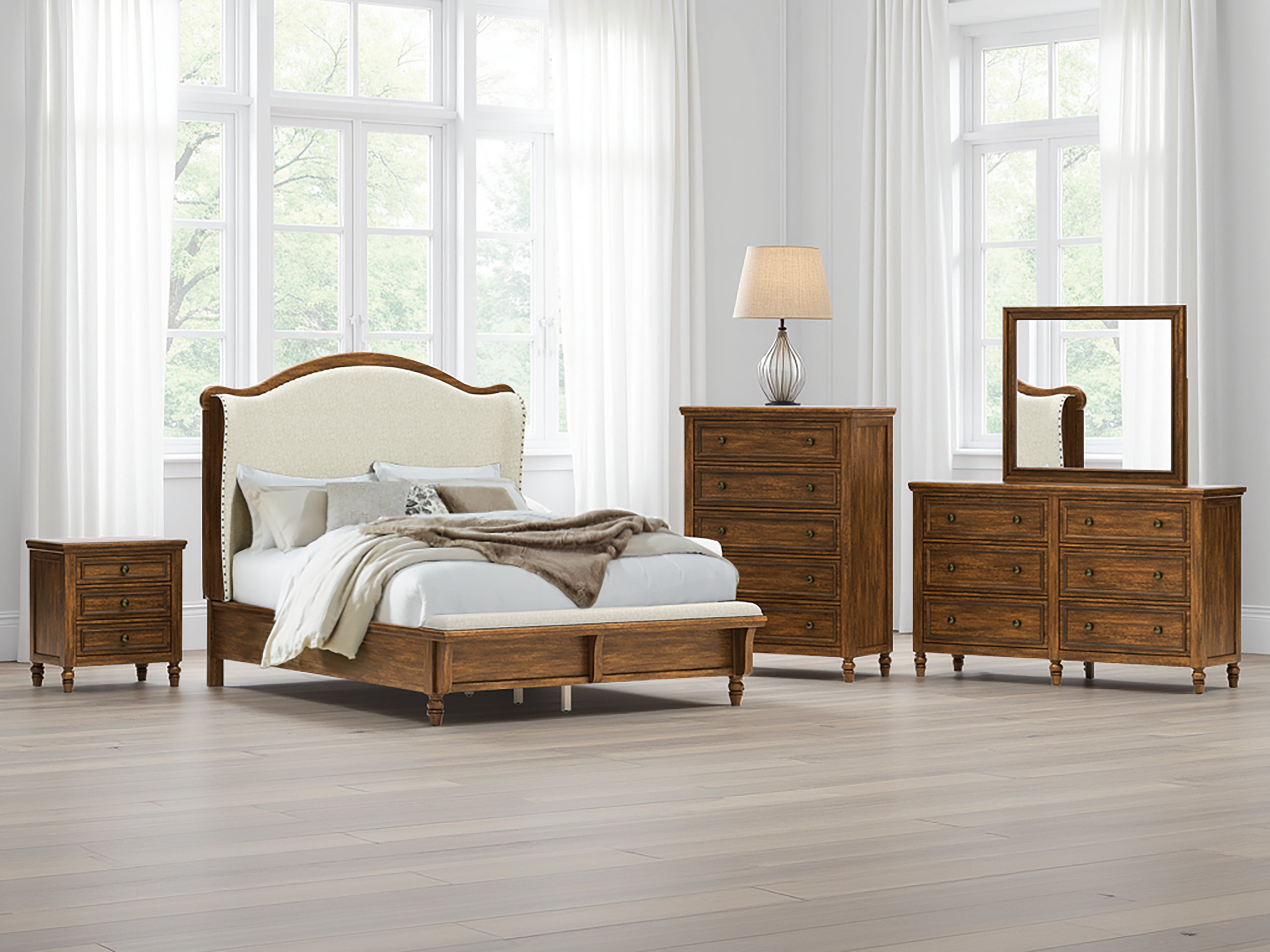 A2Z Furniture - Ashley Furniture - Sturlayne Bedroom - Queen Upholstered Panel Bed / Brown - B787B2