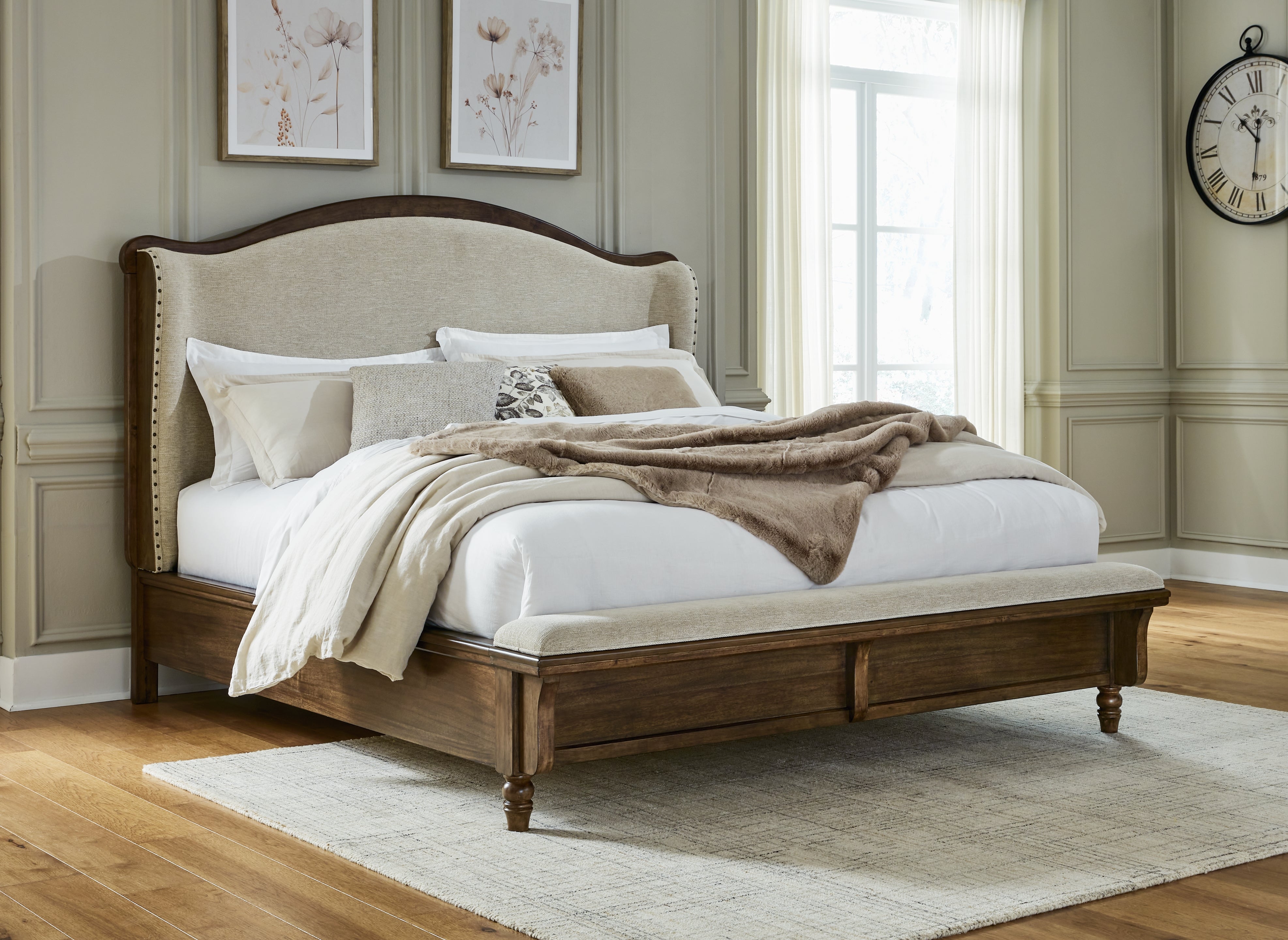 A2Z Furniture - Ashley Furniture - Sturlayne Bedroom - California King Upholstered Panel Bed / Brown - B787B5