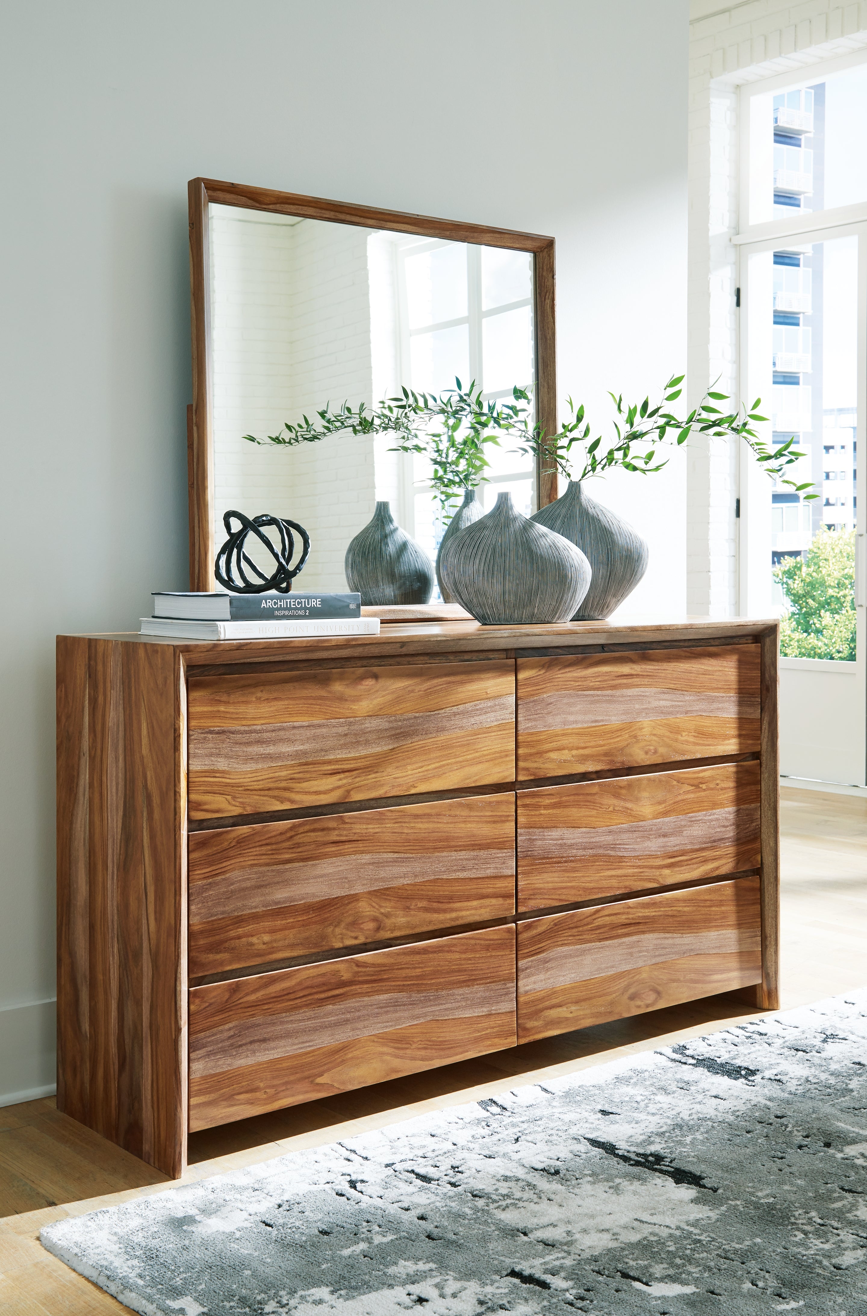 A2Z Furniture - Ashley Furniture - Dressonni Bedroom - Dresser and Mirror / Brown - B790B1