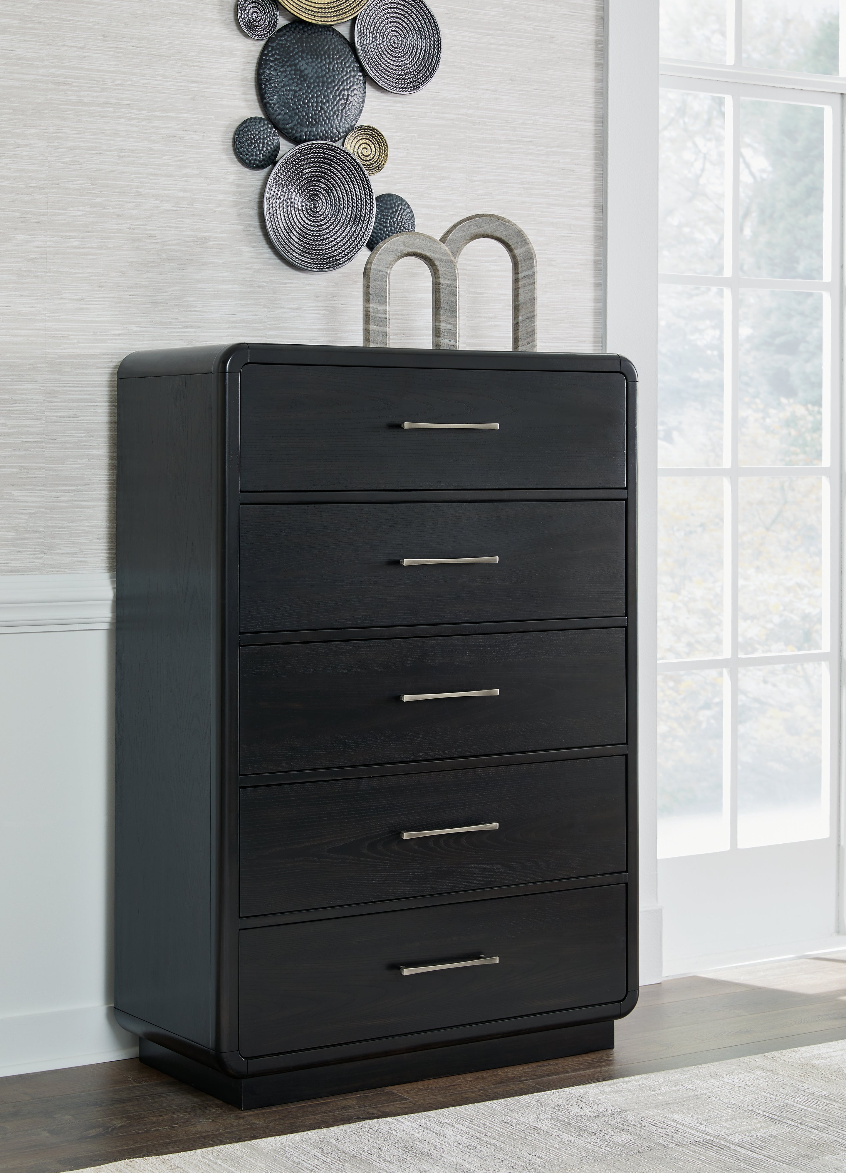 A2Z Furniture - Ashley Furniture - Rowanbeck Bedroom - Five Drawer Chest / Black - B821-46