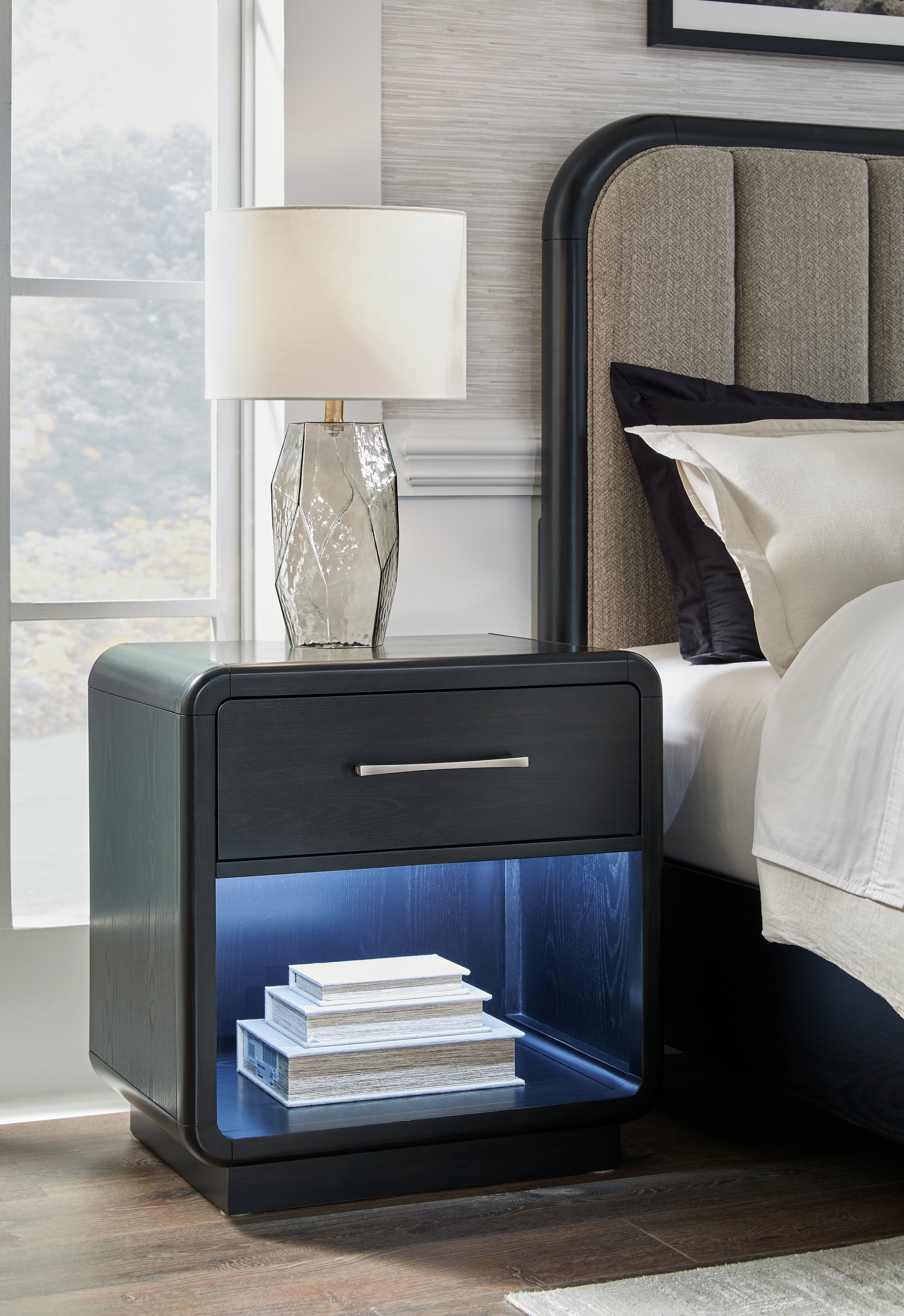A2Z Furniture - Ashley Furniture - Rowanbeck Bedroom - One Drawer Night Stand / Black - B821-91