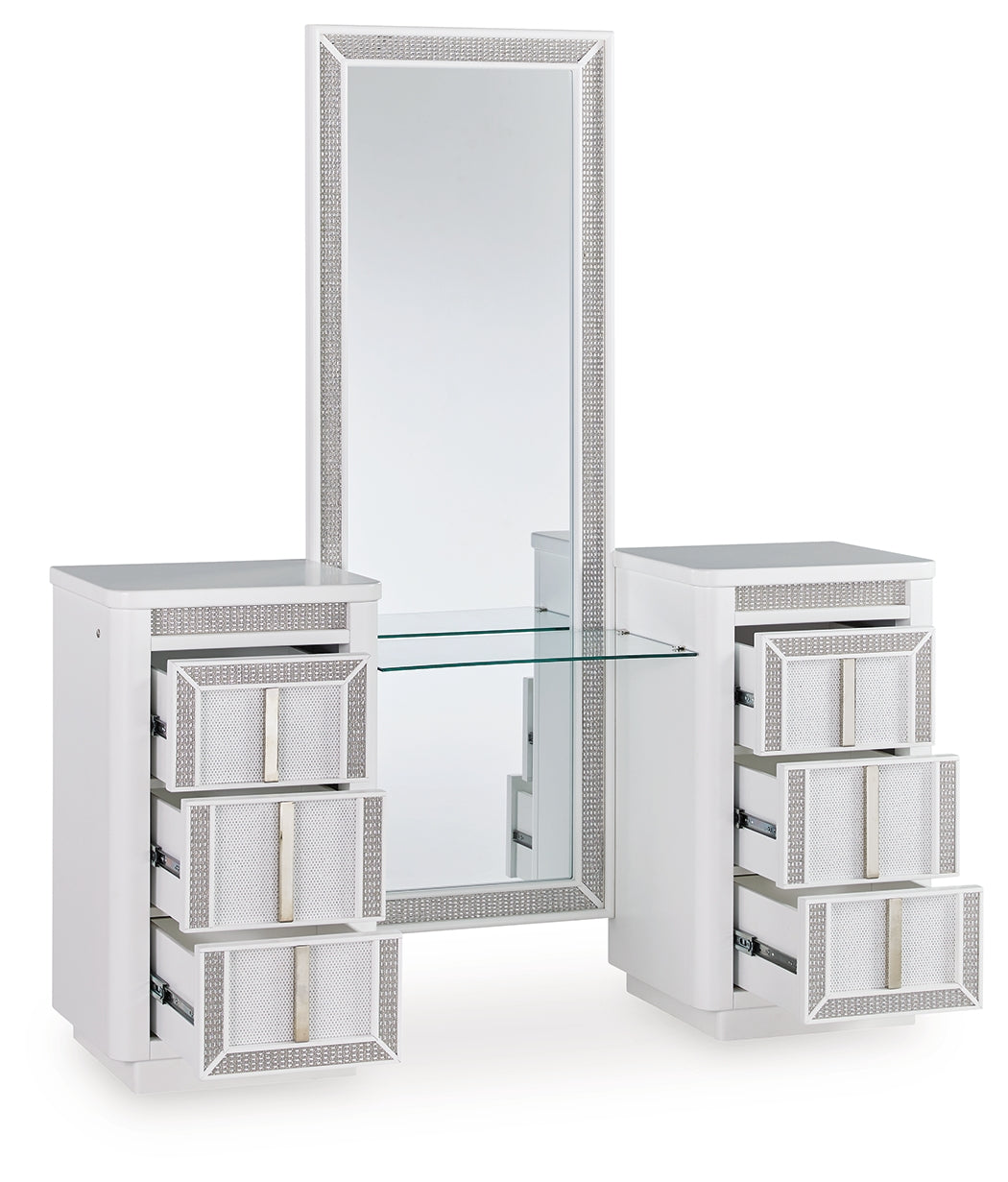 A2Z Furniture - Ashley Furniture - Chalanna Vanity with Mirror - Vanity with Mirror / White - B822B7