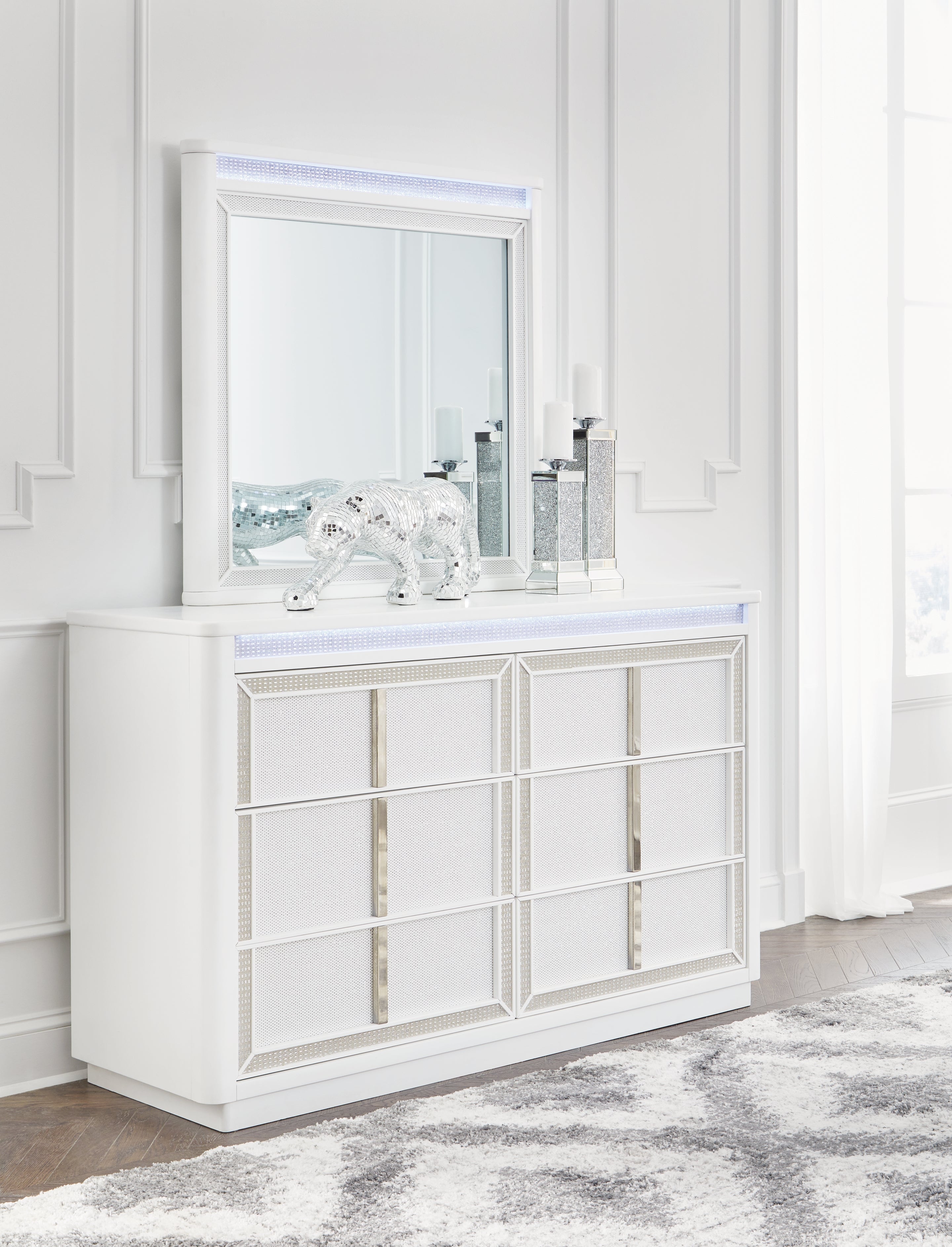 A2Z Furniture - Ashley Furniture - Chalanna Bedroom - Dresser and Mirror / White - B822B1