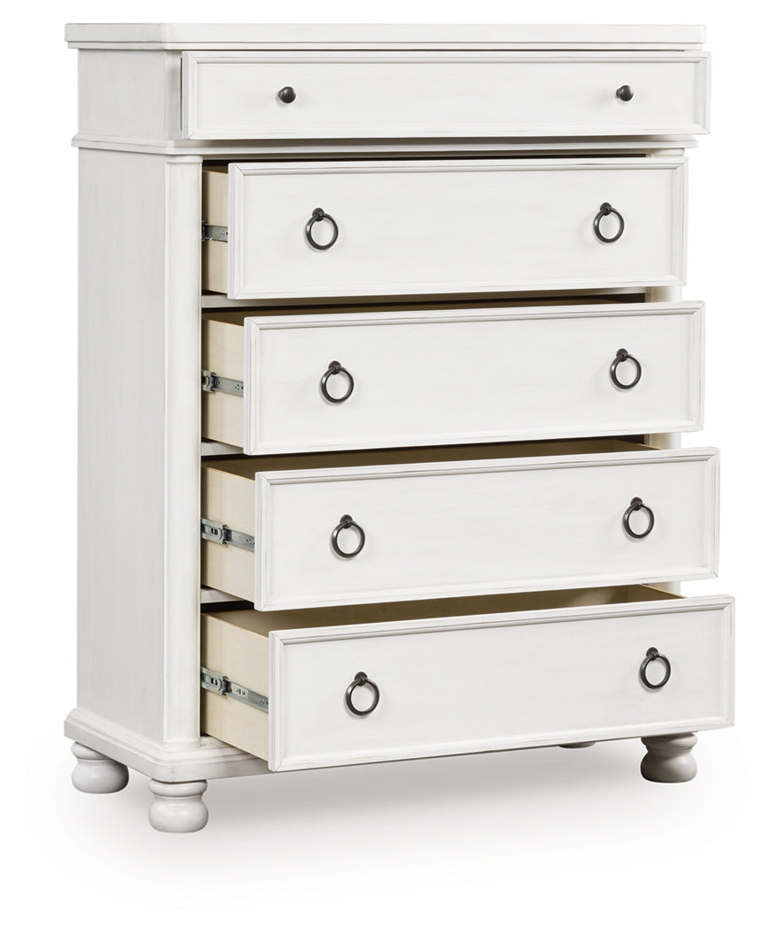 A2Z Furniture - Ashley Furniture - Rowlenstown Bedroom - Five Drawer Chest / Antique White - PCB823-46