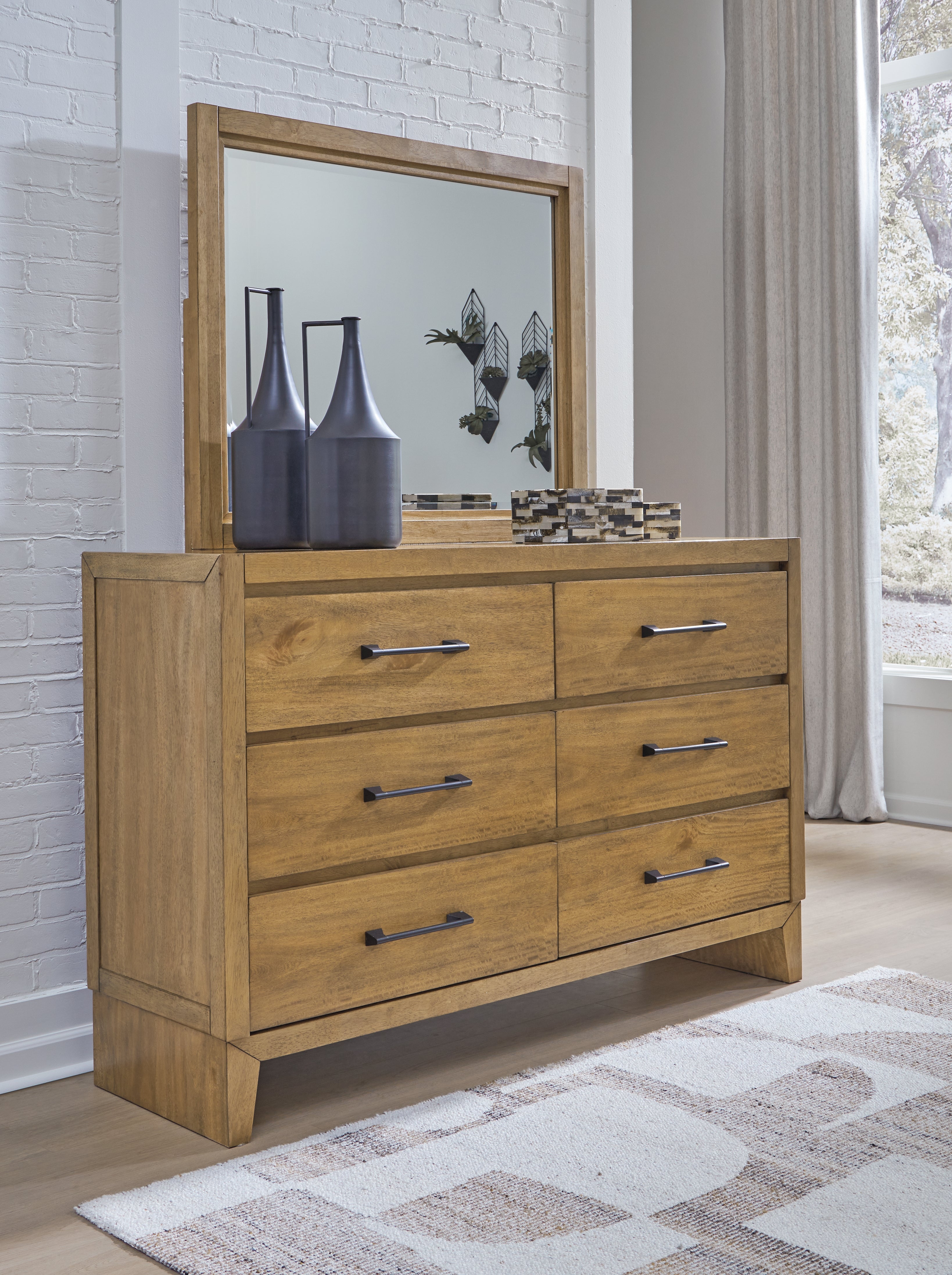 A2Z Furniture - Ashley Furniture - Sherbana Bedroom - Dresser and Mirror / Light Brown - B833B1