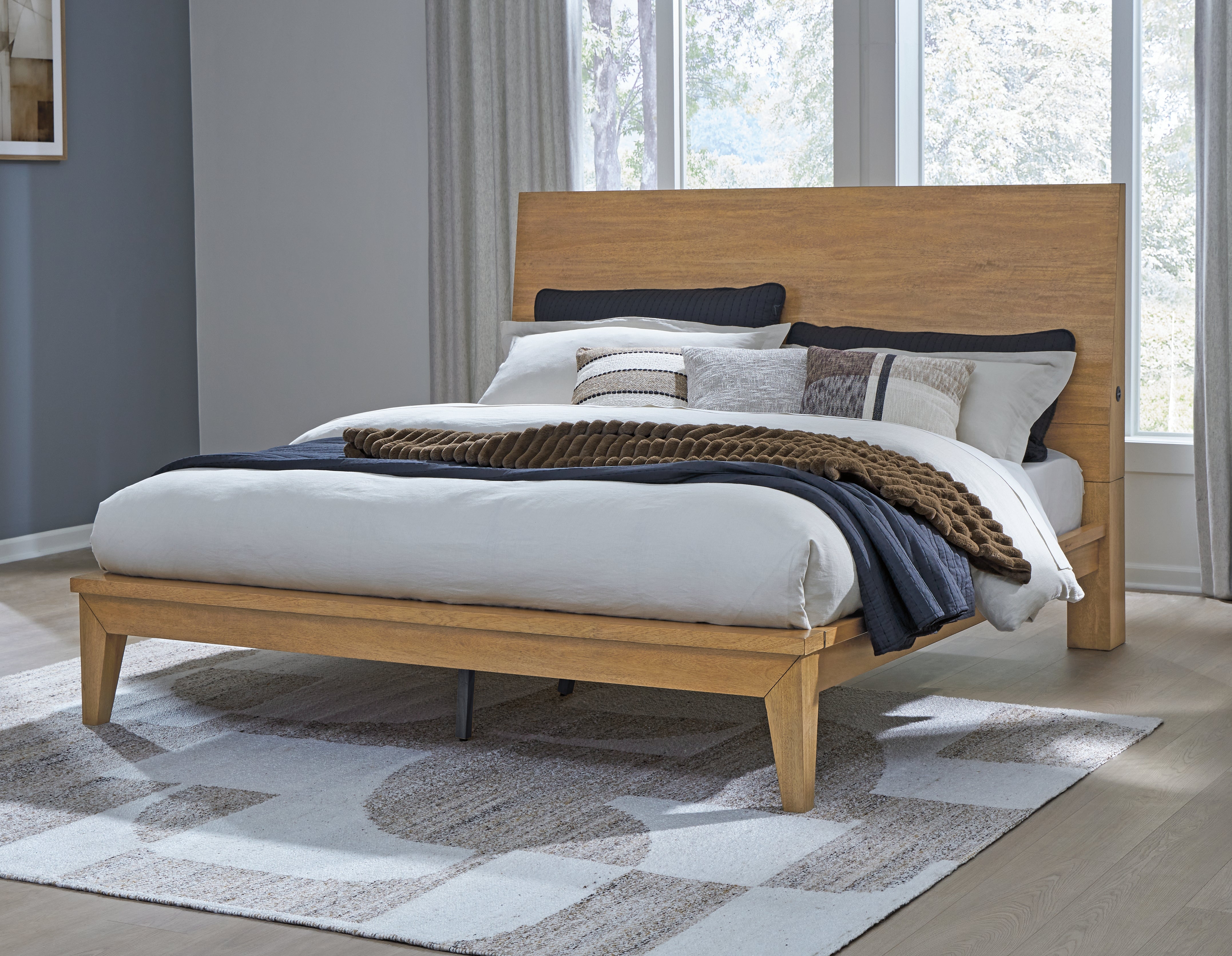 A2Z Furniture - Ashley Furniture - Sherbana Bedroom - King Panel Bed / Light Brown - B833B4