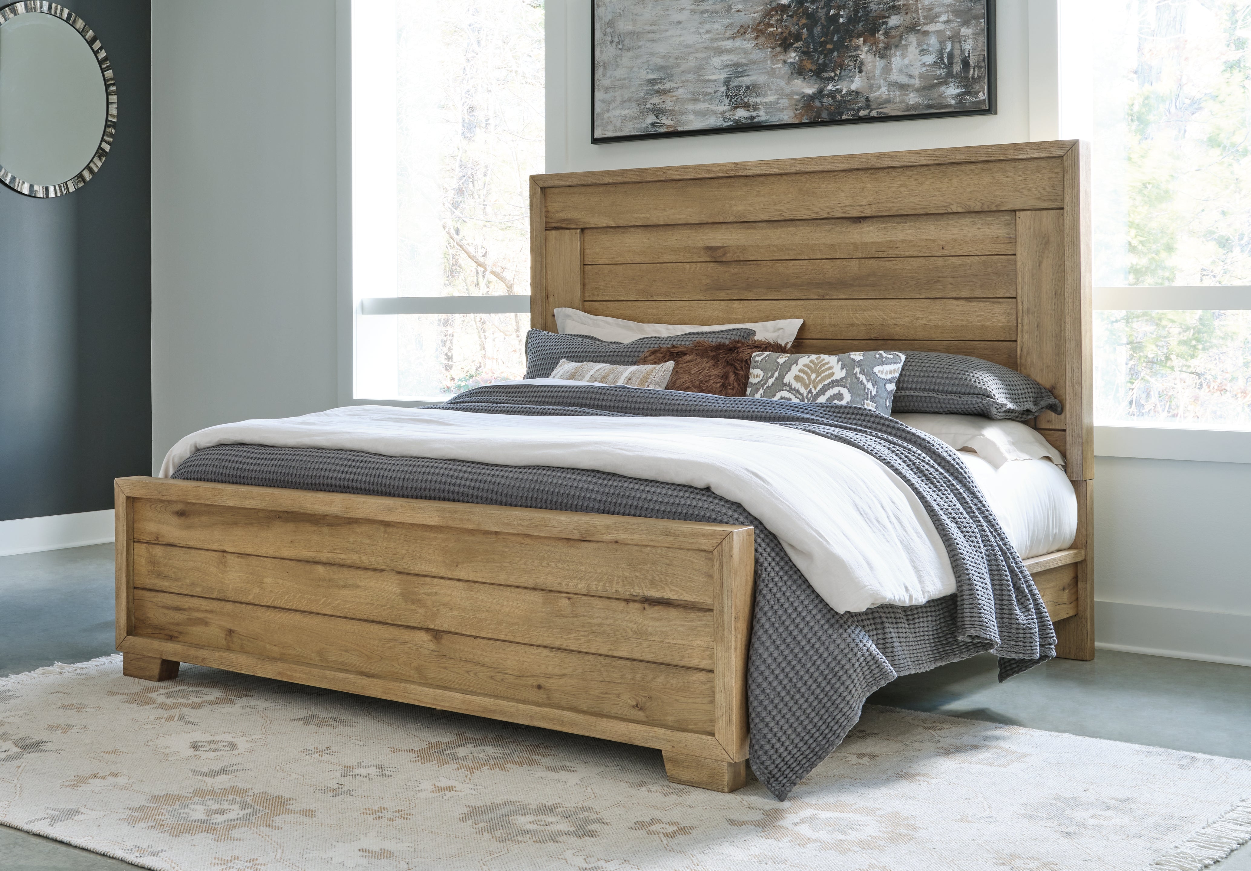A2Z Furniture - Ashley Furniture - Galliden Bedroom - California King Panel Bed / Light Brown - B841B5
