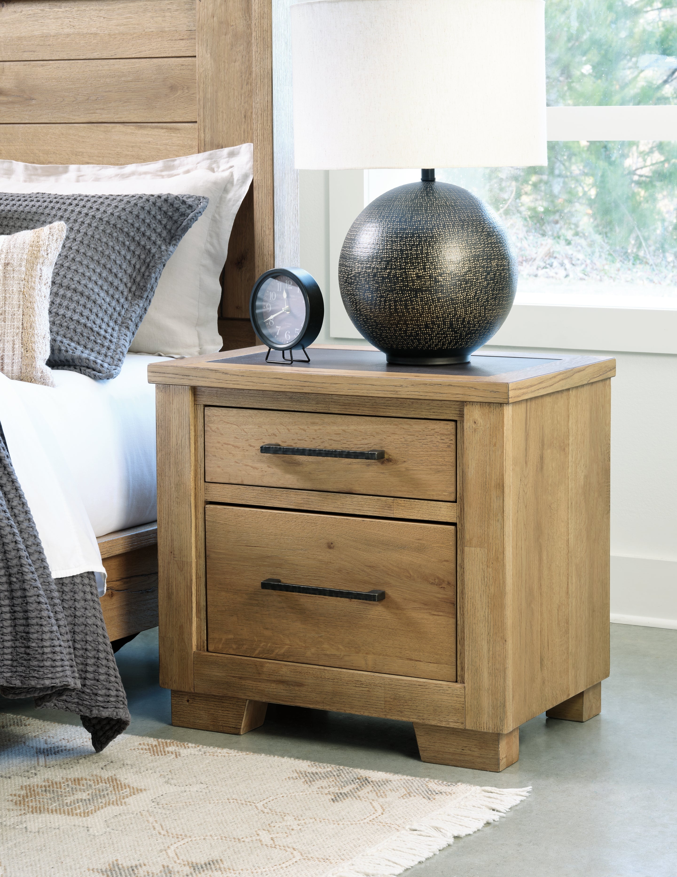 A2Z Furniture - Ashley Furniture - Galliden Bedroom - Two Drawer Night Stand / Light Brown - B841-92